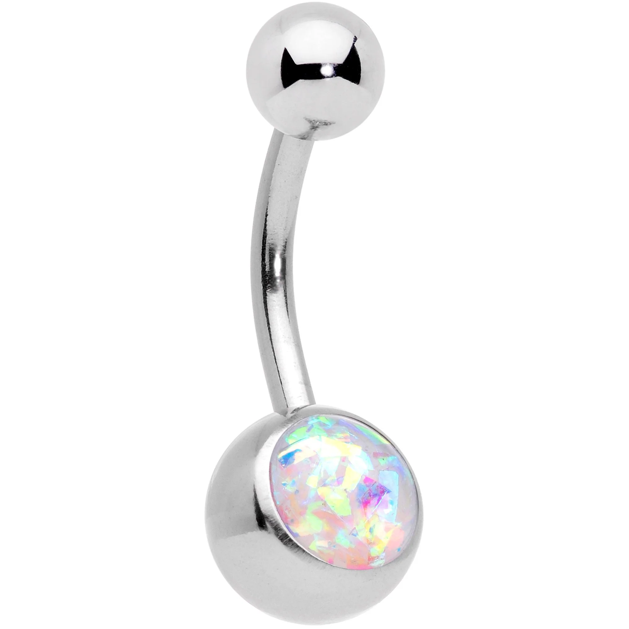 Aurora Gem White Faux Opal Angel Wings Belly Ring Set of 3 - Image 3