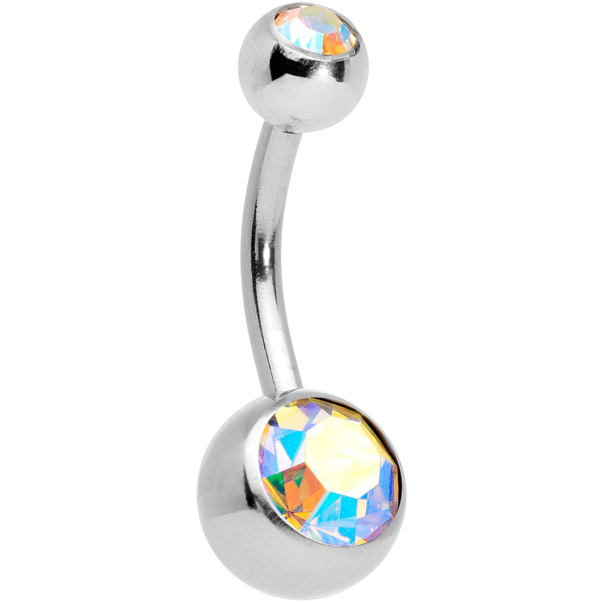 Aurora Gem White Faux Opal Angel Wings Belly Ring Set of 3 - Image 4