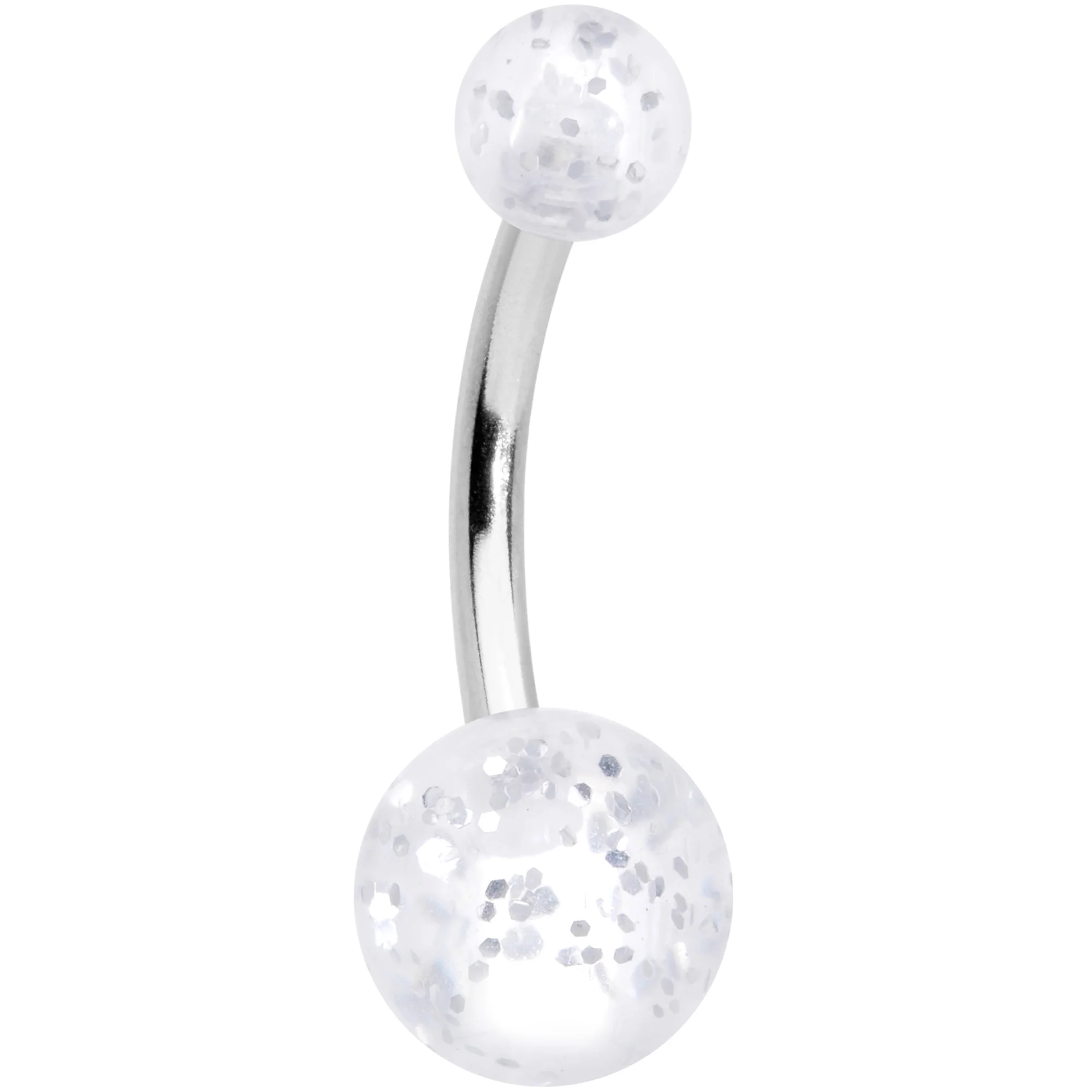 Aurora Gem White Matte UV Clear Glitter Belly Ring Set of 4 - Image 3