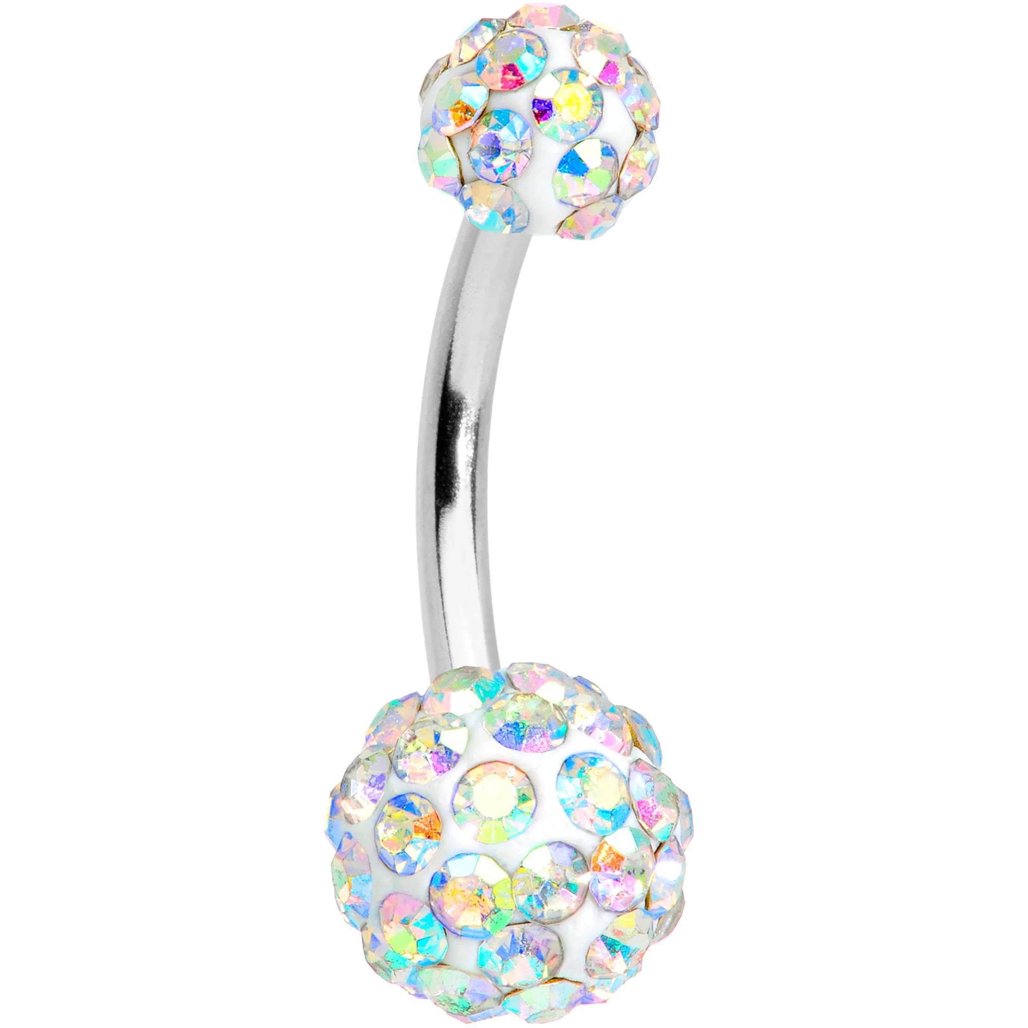 Aurora Gem White Matte UV Clear Glitter Belly Ring Set of 4 - Image 5