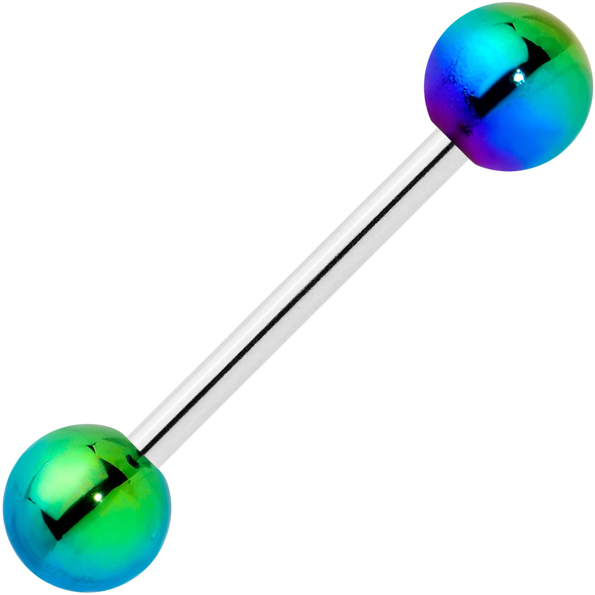 Aurora Iridescent Finish Barbell Tongue Ring - Image 2