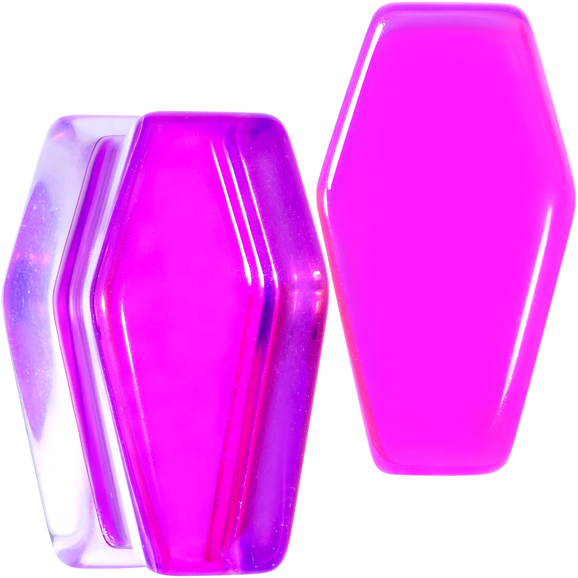 Aurora Purple Cloudy Quartz Stone Coffin Double Flare Plug Set - Image 10