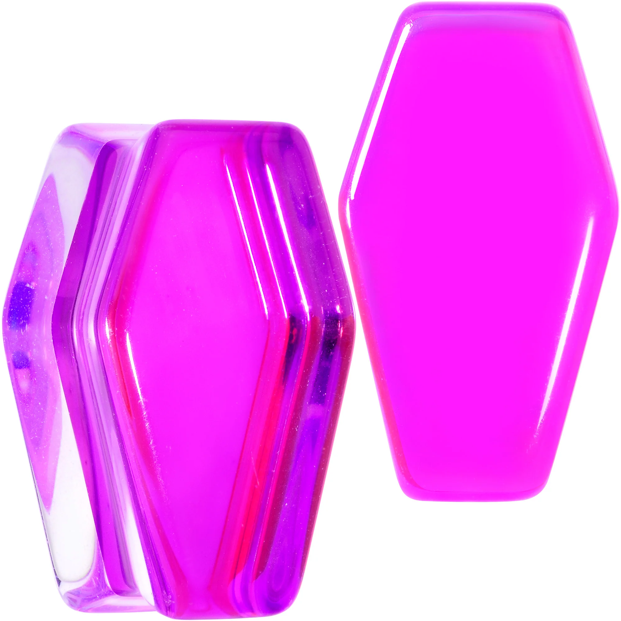Aurora Purple Cloudy Quartz Stone Coffin Double Flare Plug Set - Image 11