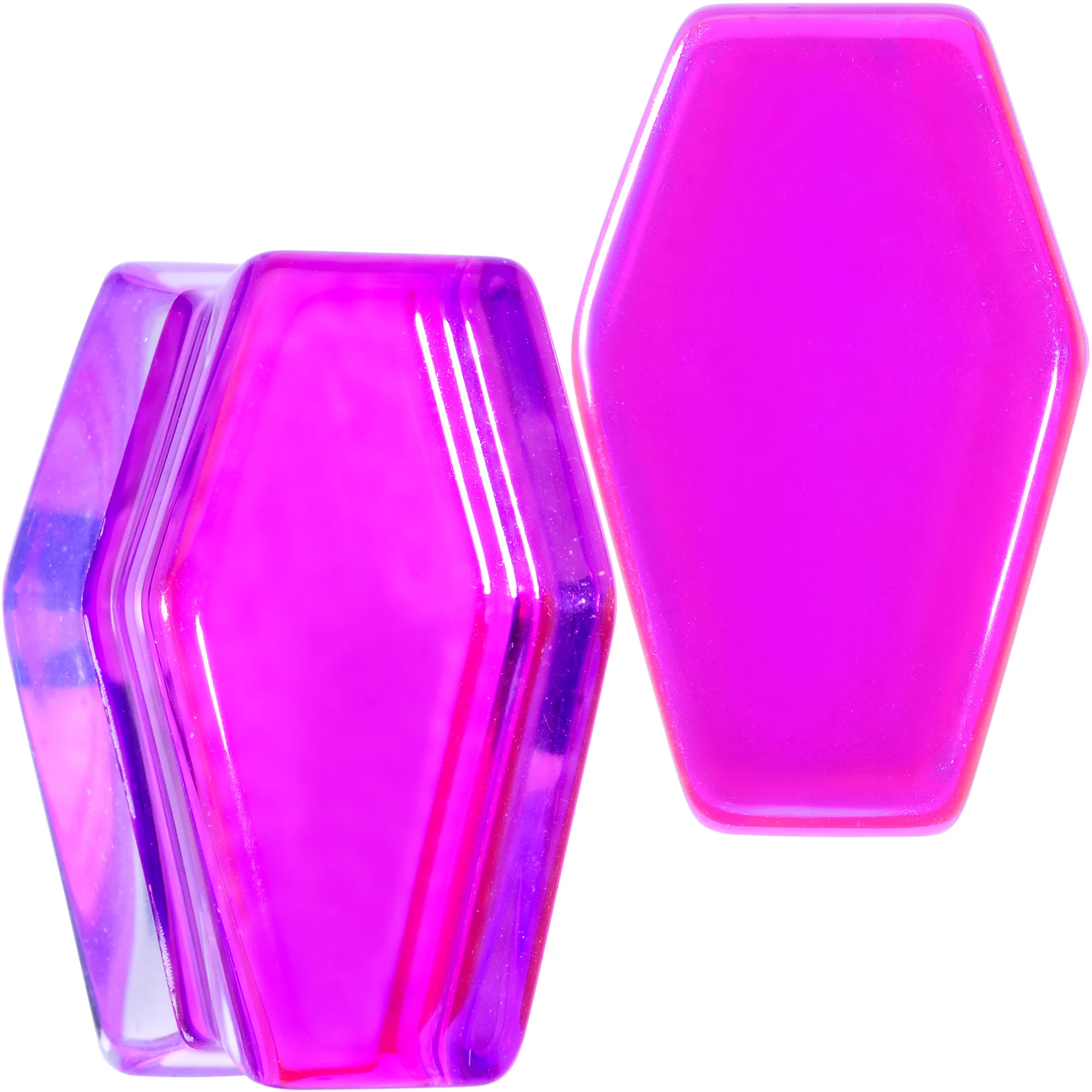 Aurora Purple Cloudy Quartz Stone Coffin Double Flare Plug Set - Image 12