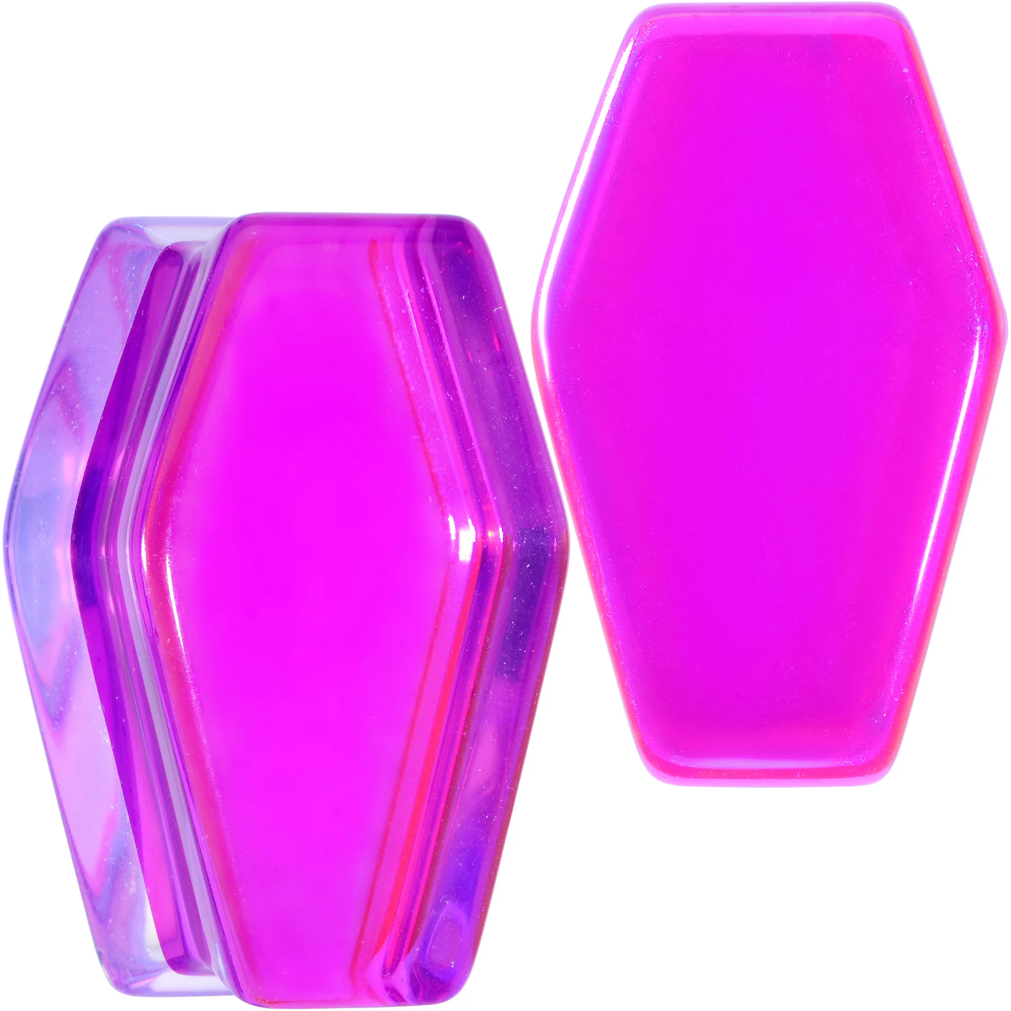 Aurora Purple Cloudy Quartz Stone Coffin Double Flare Plug Set - Image 13