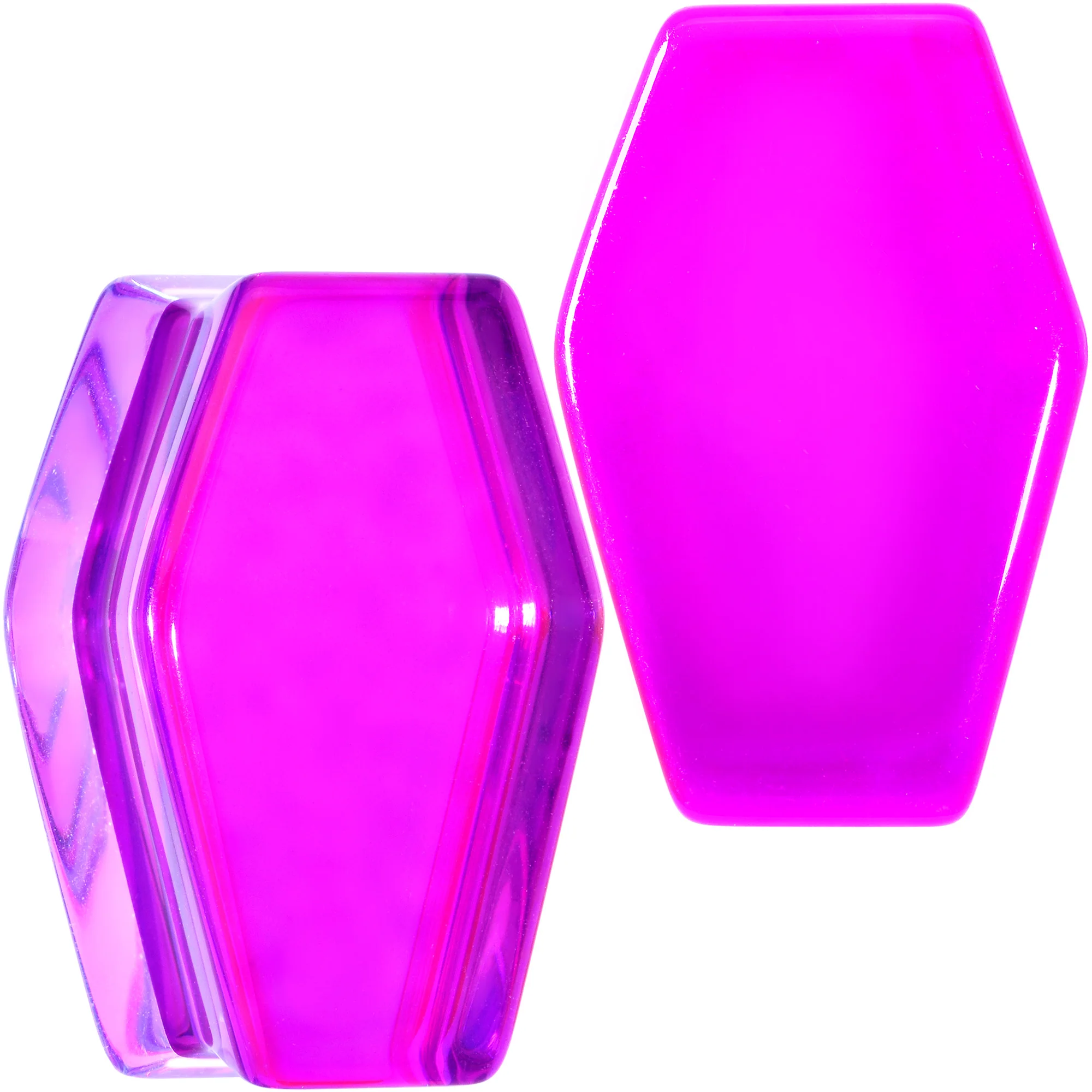 Aurora Purple Cloudy Quartz Stone Coffin Double Flare Plug Set - Image 14