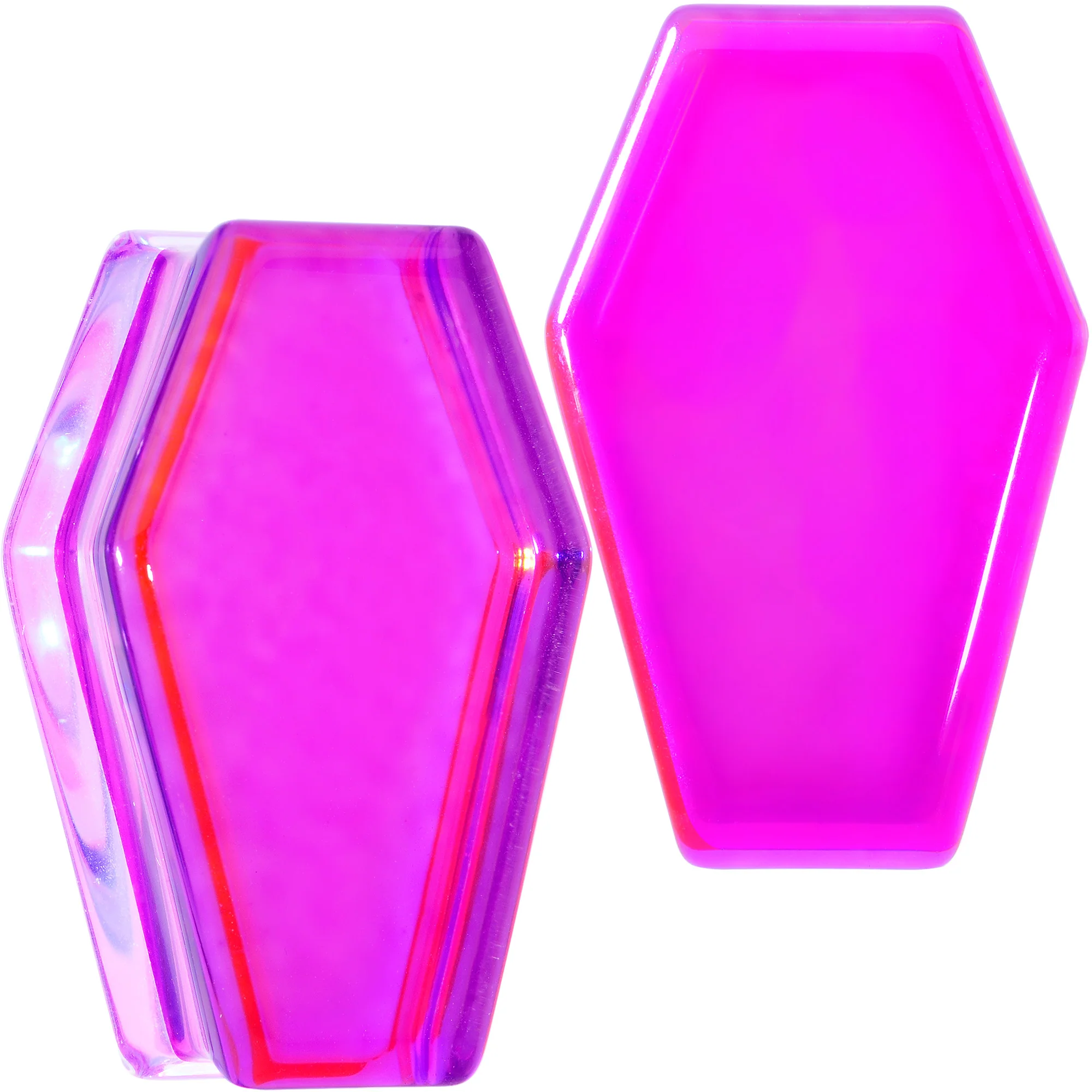 Aurora Purple Cloudy Quartz Stone Coffin Double Flare Plug Set - Image 15