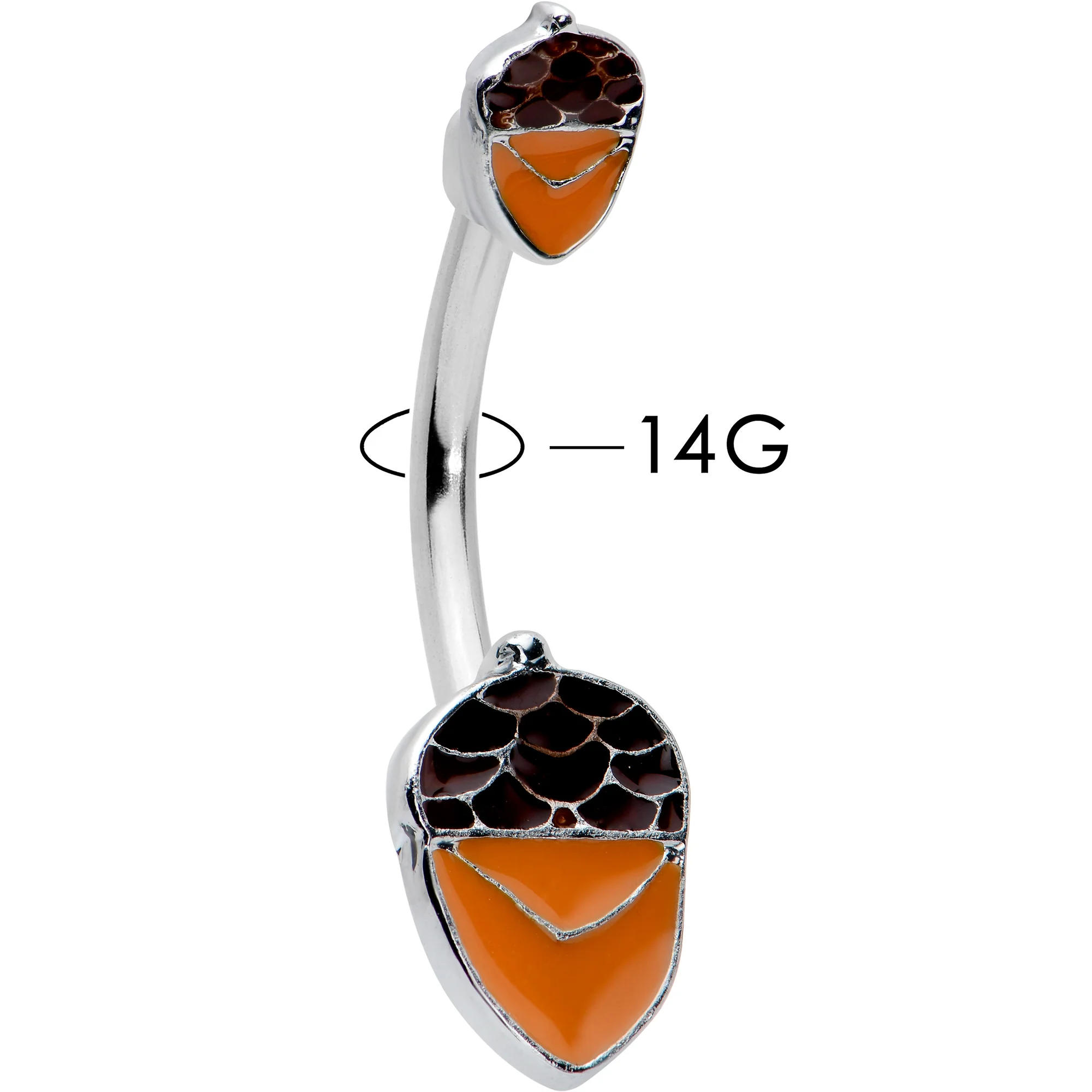 Autumn Acorn Brown Orange Fall Double Mount Belly Ring - Image 2