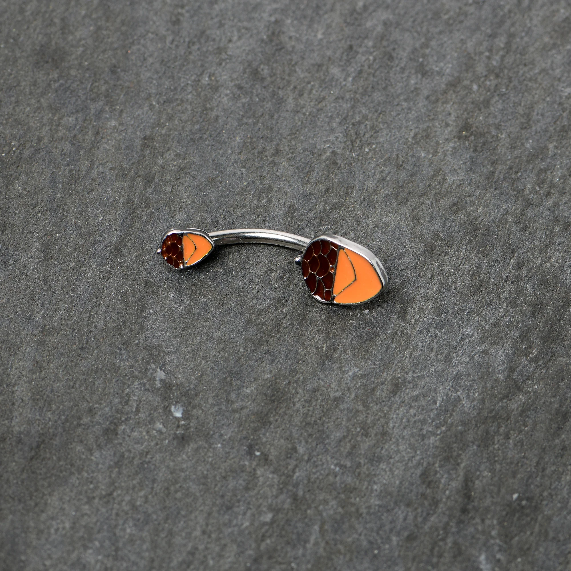 Autumn Acorn Brown Orange Fall Double Mount Belly Ring - Image 4