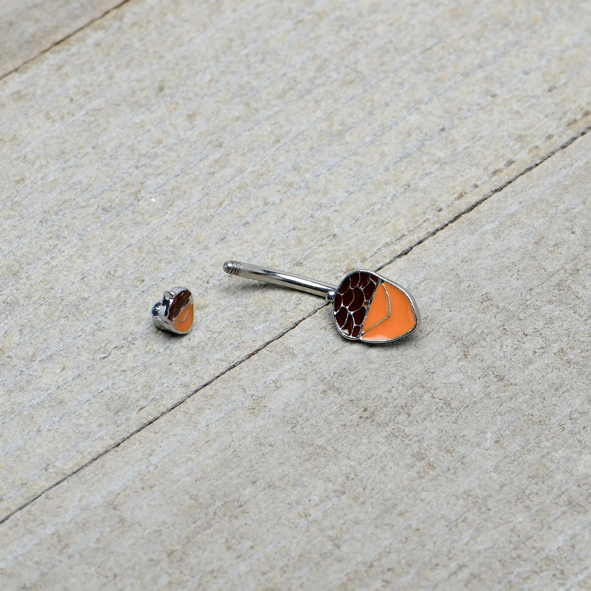 Autumn Acorn Brown Orange Fall Double Mount Belly Ring - Image 6