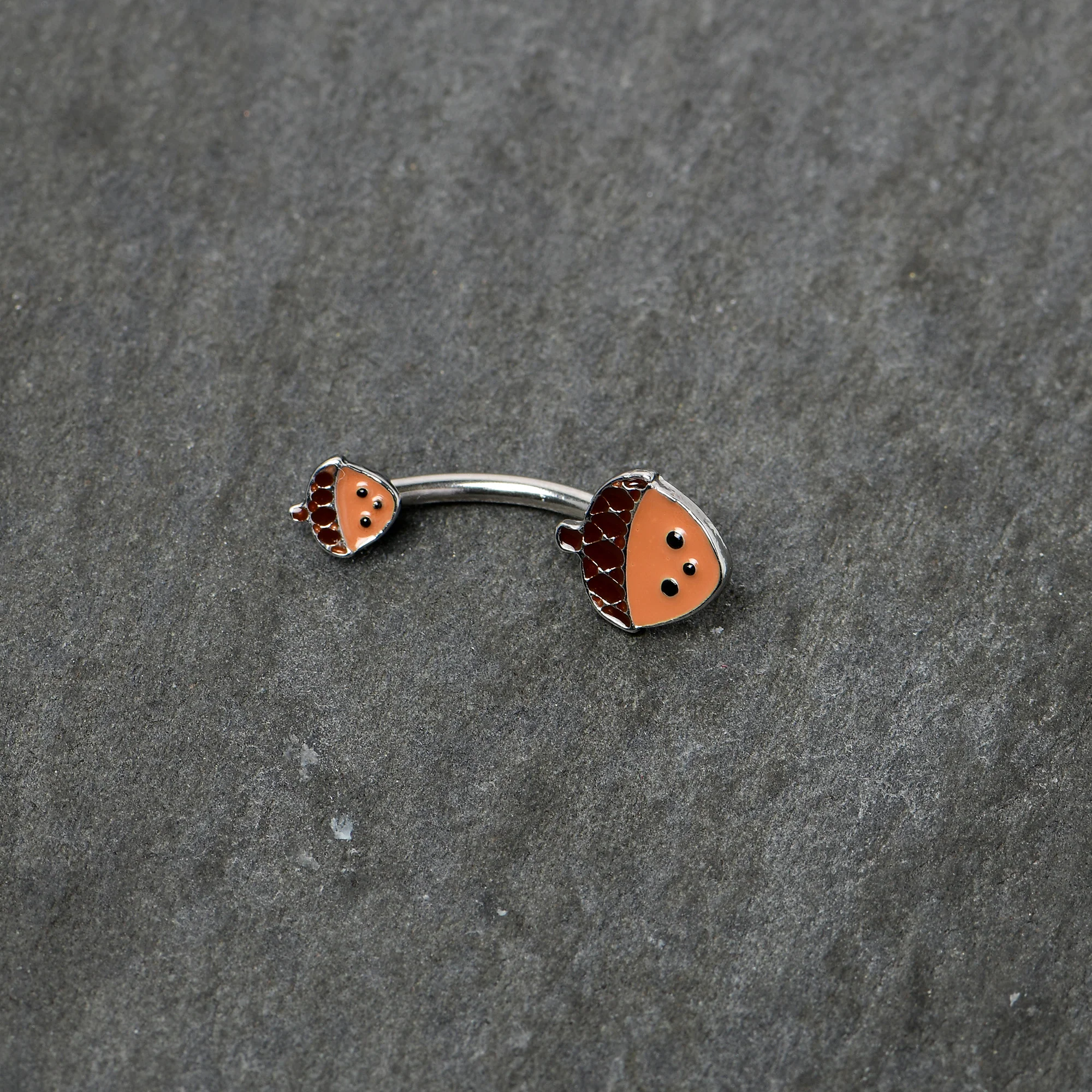 Autumn Acorn Face Brown Fall Double Mount Belly Ring - Image 4