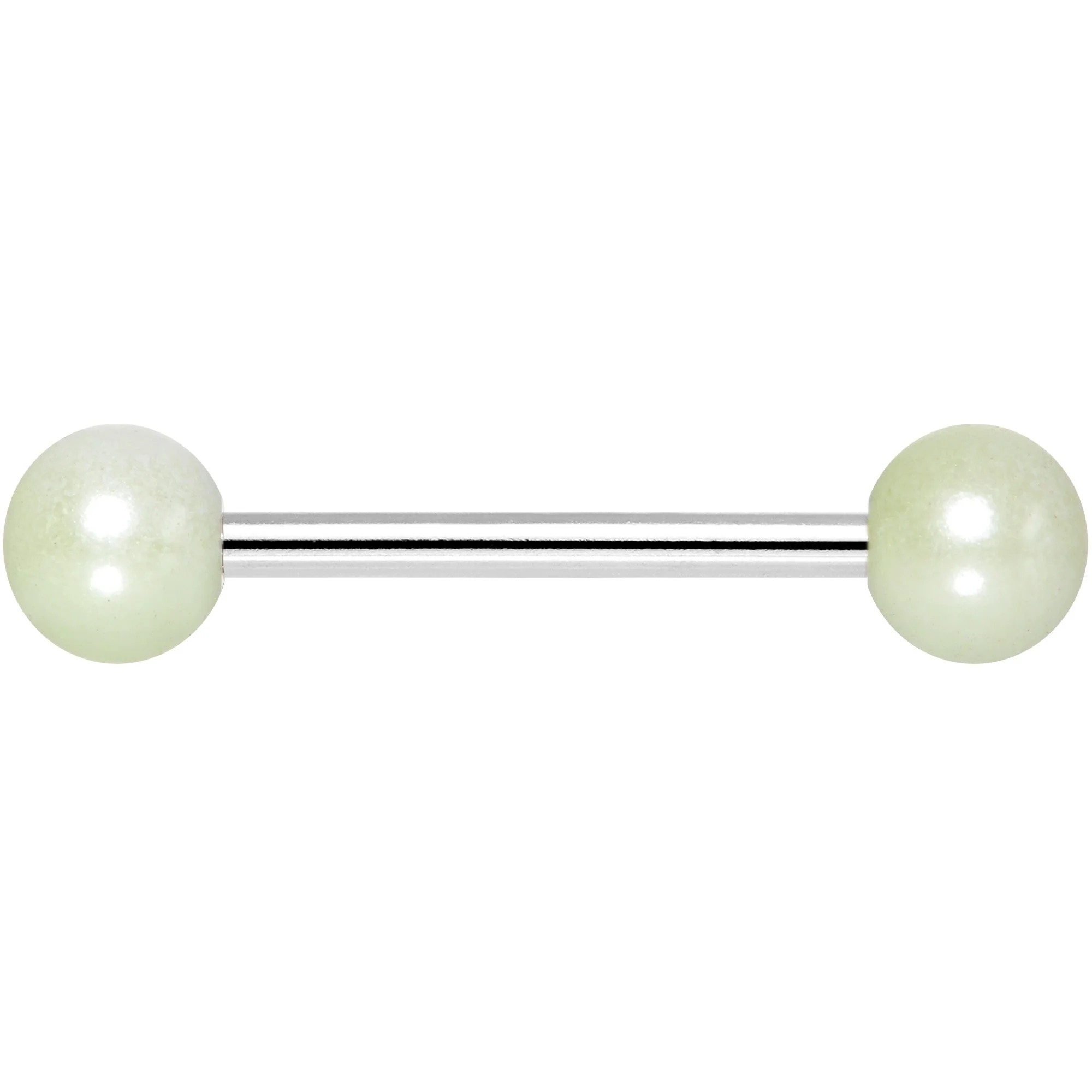 Baby Blue Pearlescent Acrylic Ball End Barbell Tongue Ring - Image 2