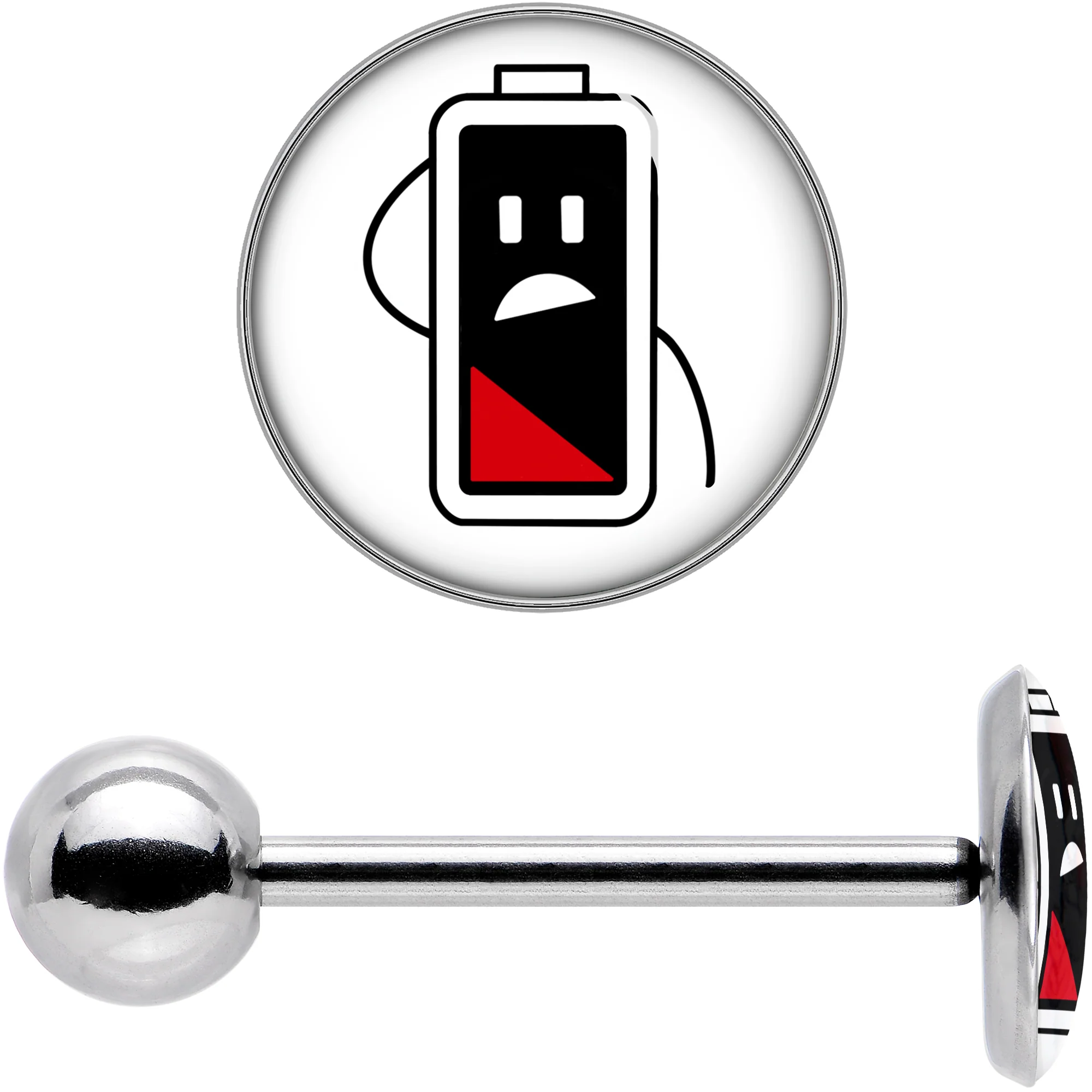 Battery Empty Barbell Tongue Ring by Onyx O - Image 7