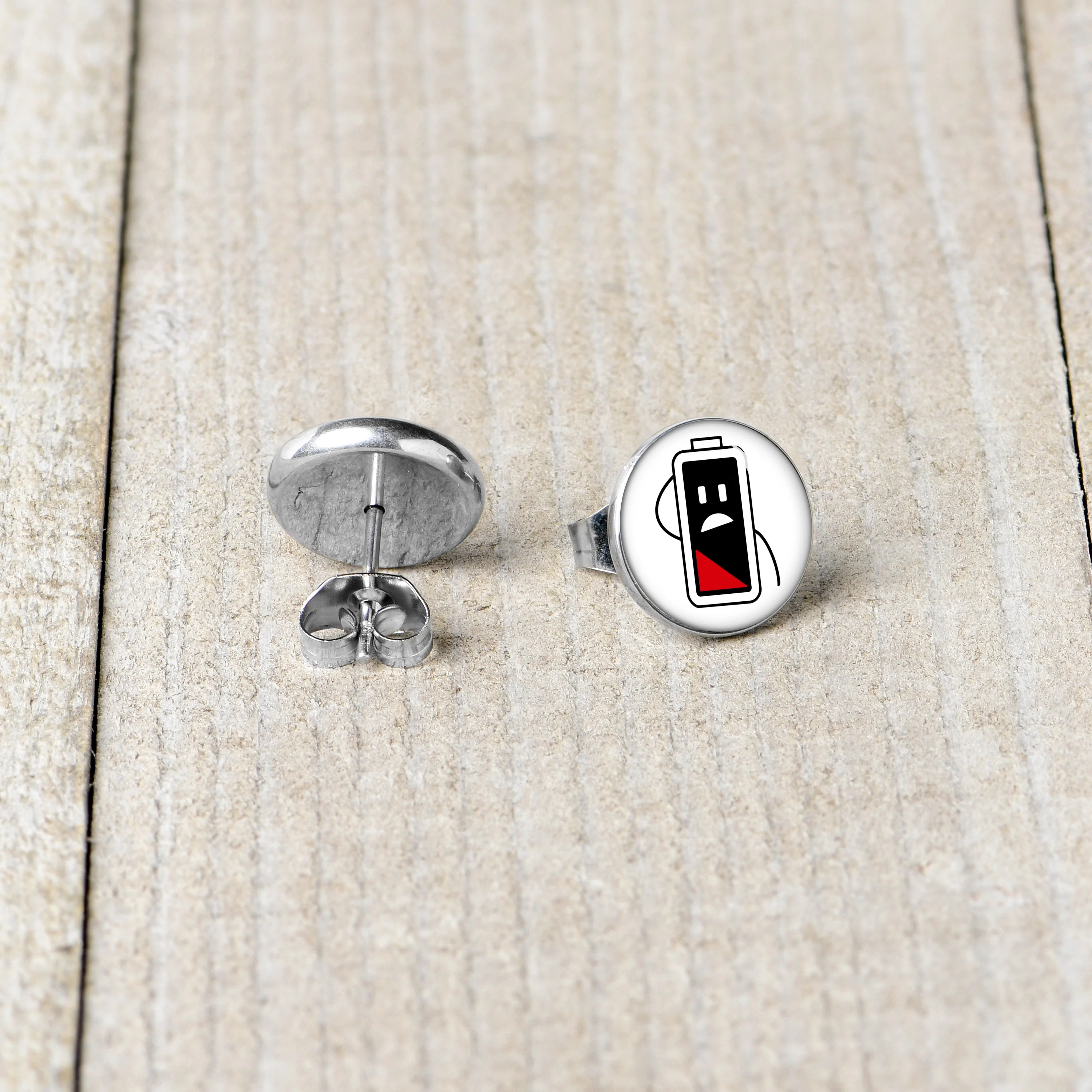 Battery Empty Stud Earrings by Onyx O - Image 5