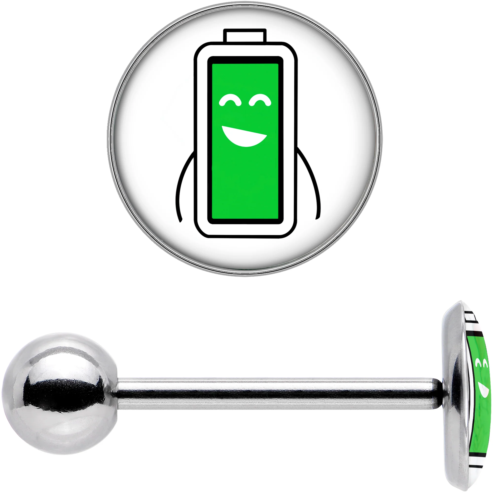 Battery Full Barbell Tongue Ring by Onyx O - Image 7