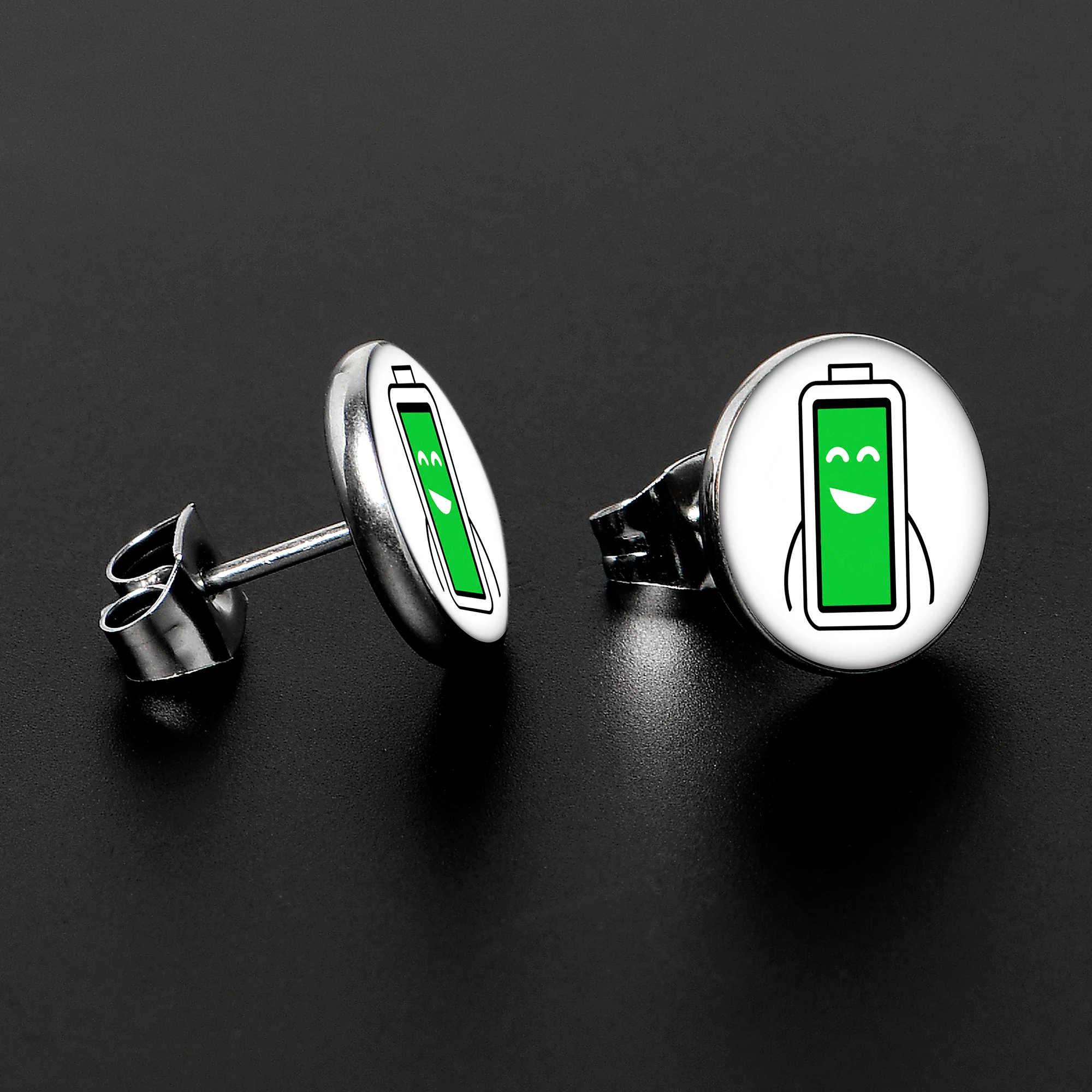 Battery Full Stud Earrings by Onyx O - Image 3