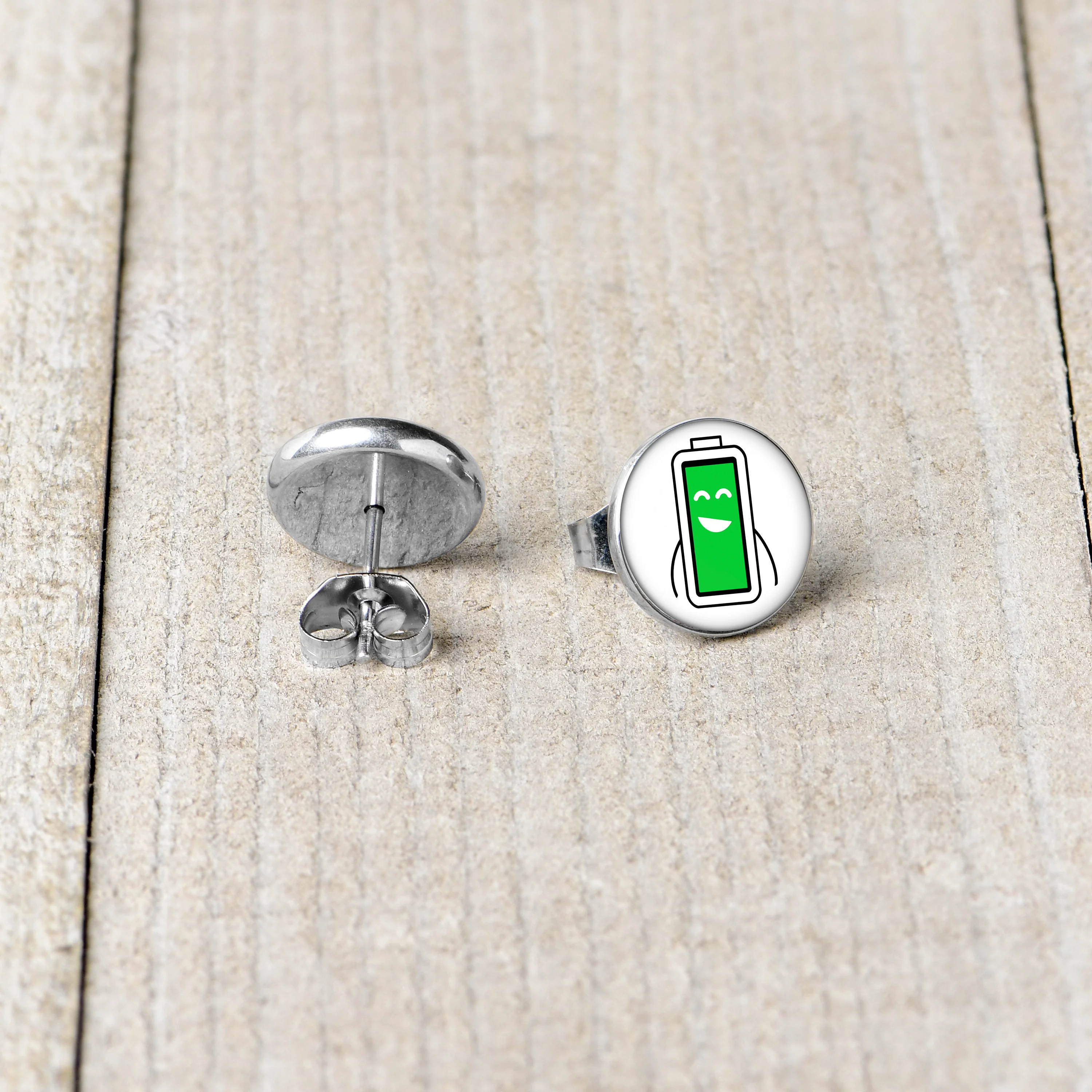 Battery Full Stud Earrings by Onyx O - Image 5