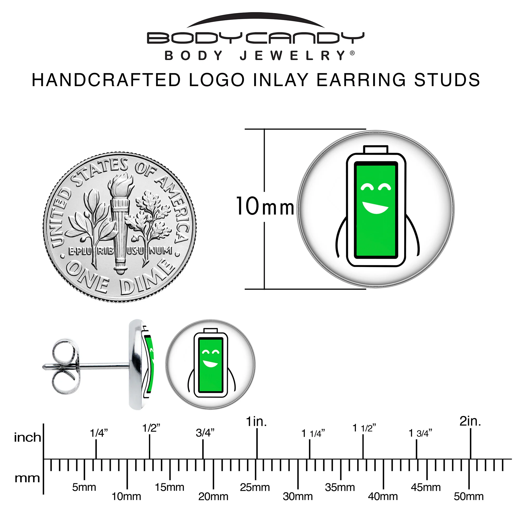Battery Full Stud Earrings by Onyx O - Image 6