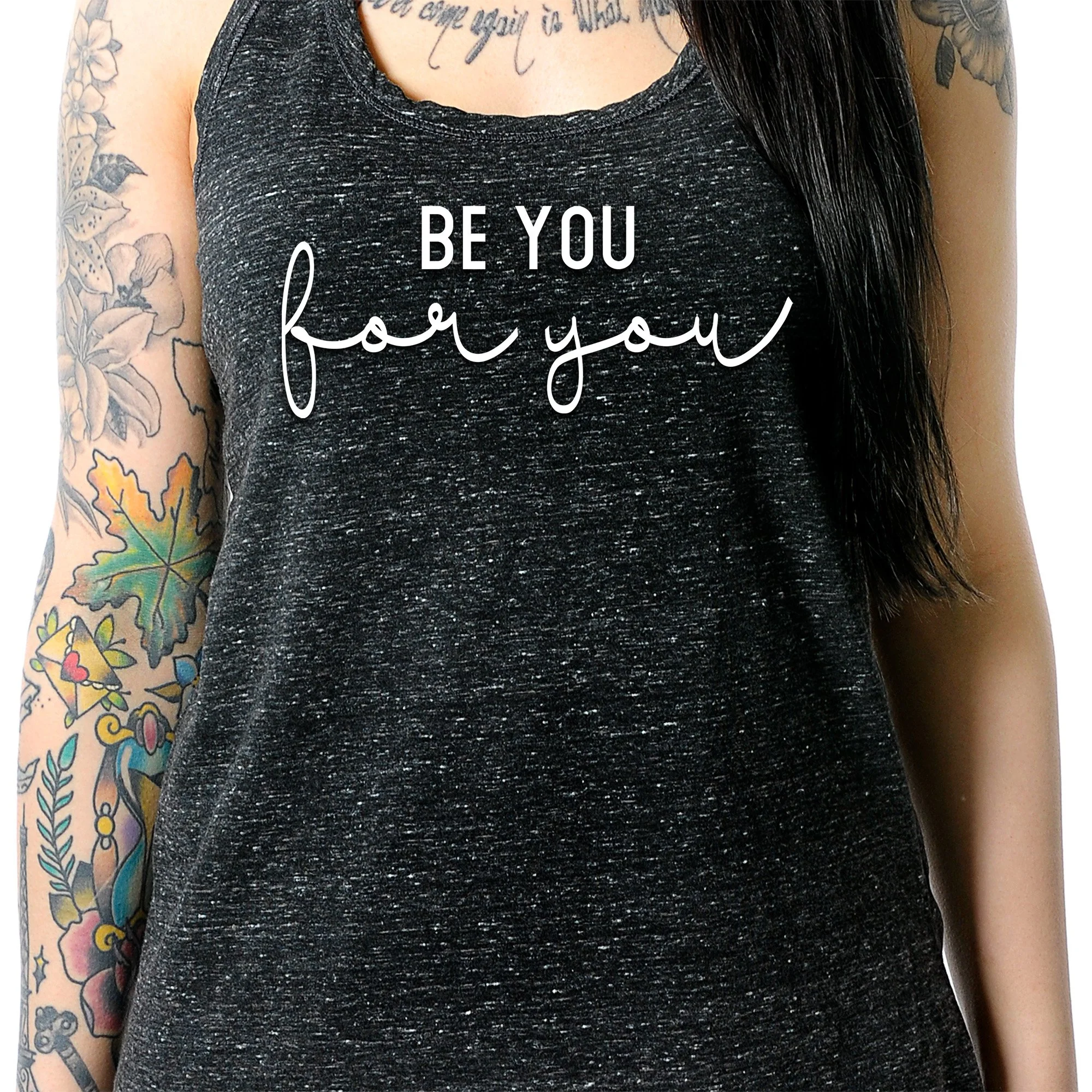 Be You, For You Black Gray Cosmic Twist Back Tank Top - Image 3