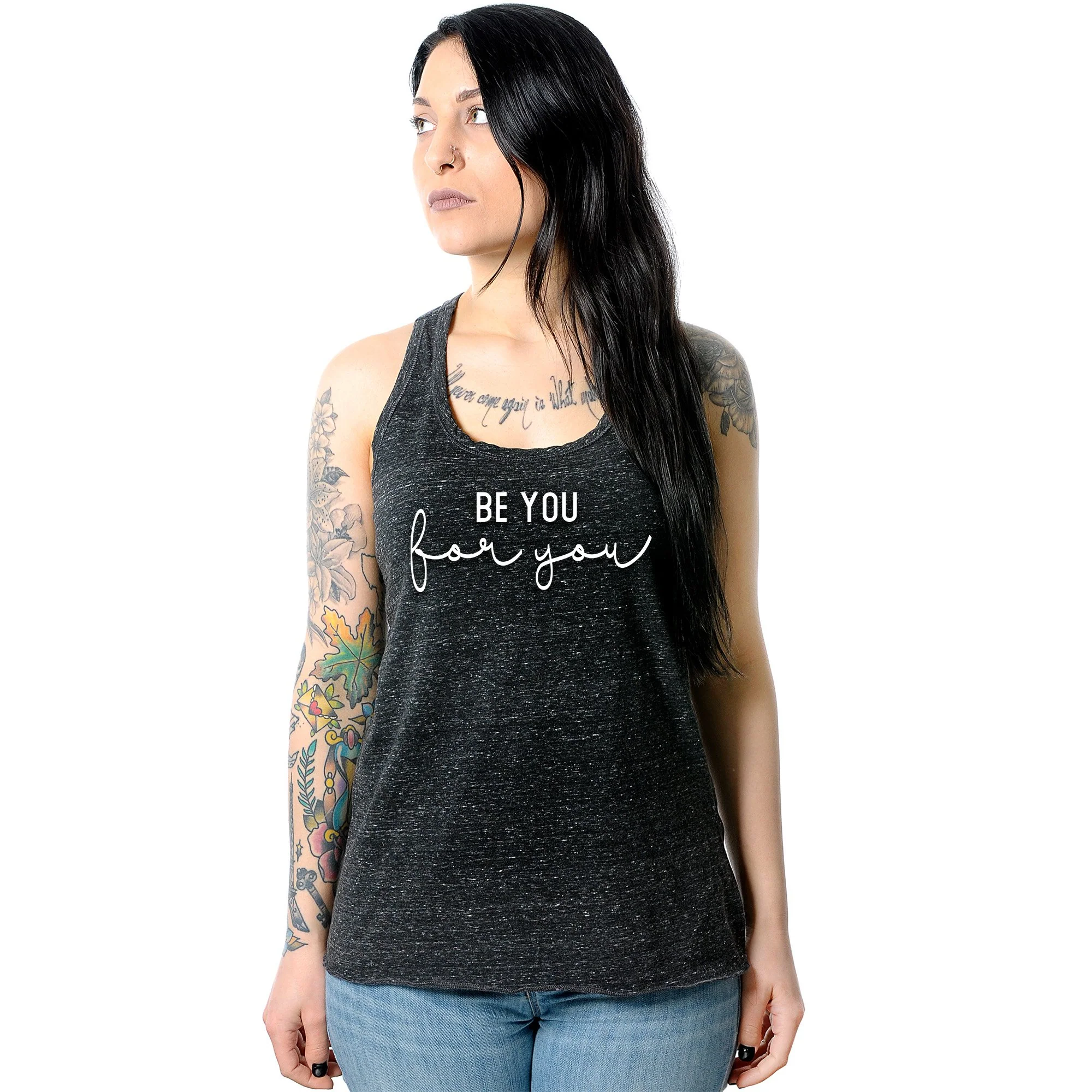 Be You, For You Black Gray Cosmic Twist Back Tank Top - Image 5