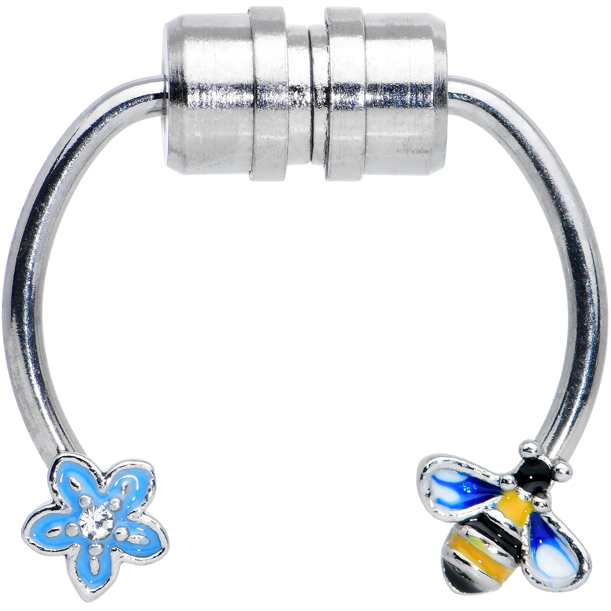 Bee Flower Ends Non Pierced Magnetic Clip On Fake Septum Ring - Image 2