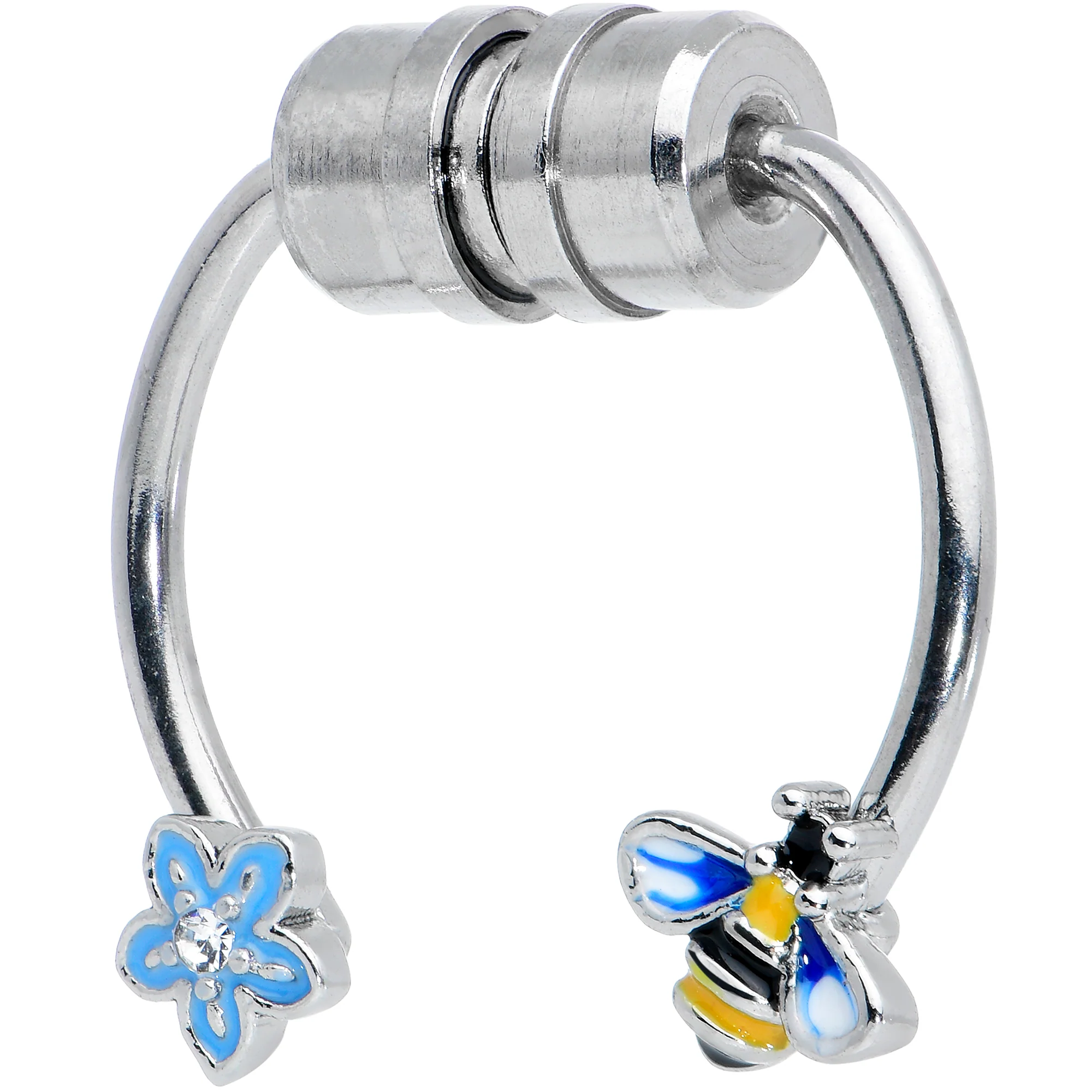 Bee Flower Ends Non Pierced Magnetic Clip On Fake Septum Ring - Image 3