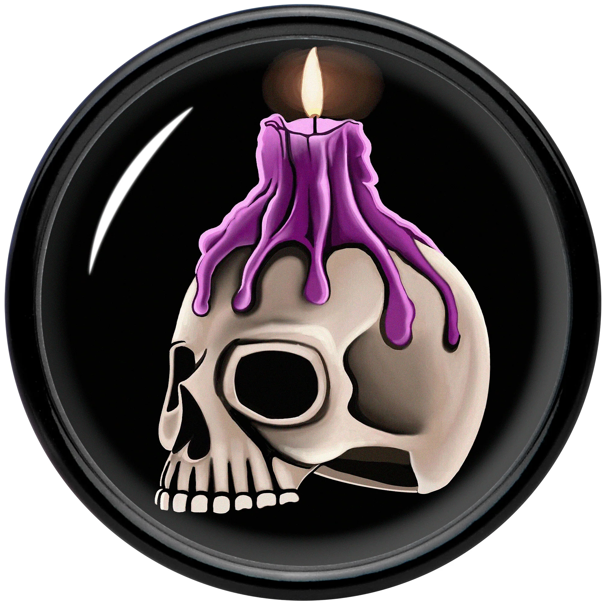 Black Acrylic Burning Skull Candle Double Flare Plug Set by Onyx O - Image 4