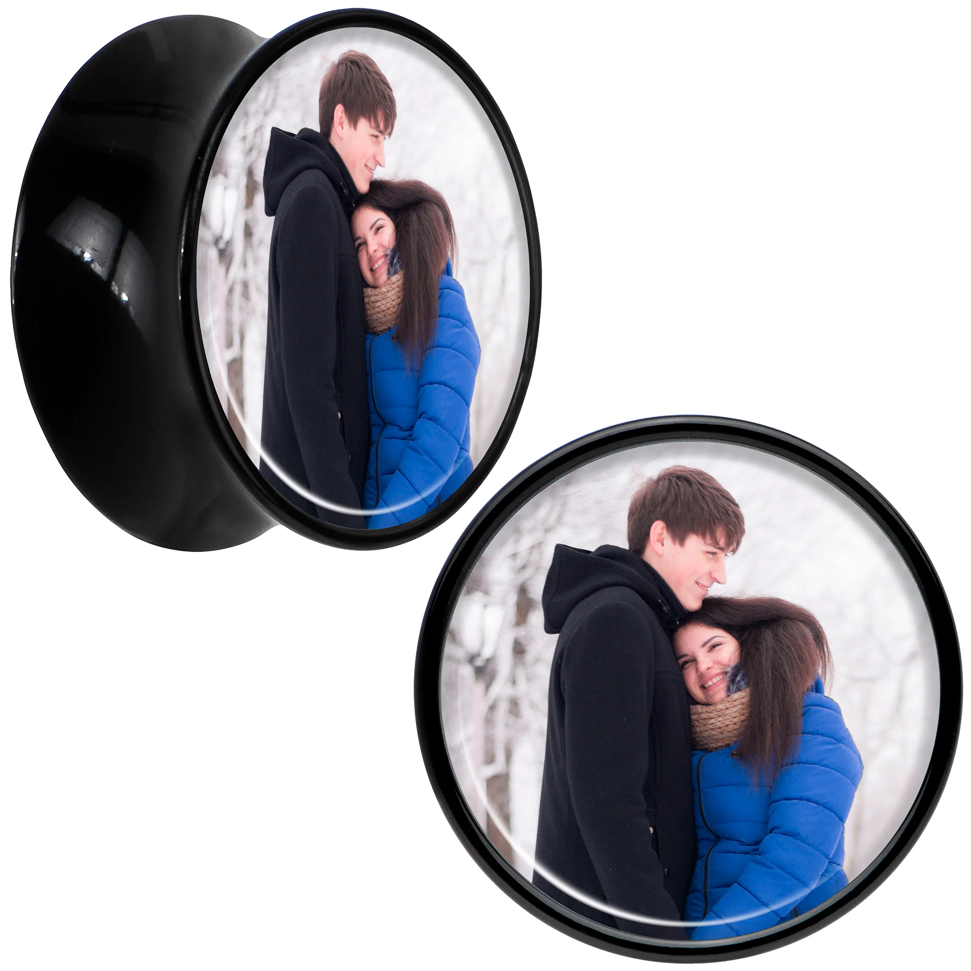 Black Acrylic Custom Photo Saddle Plug - buy 2 for a pair - Image 10