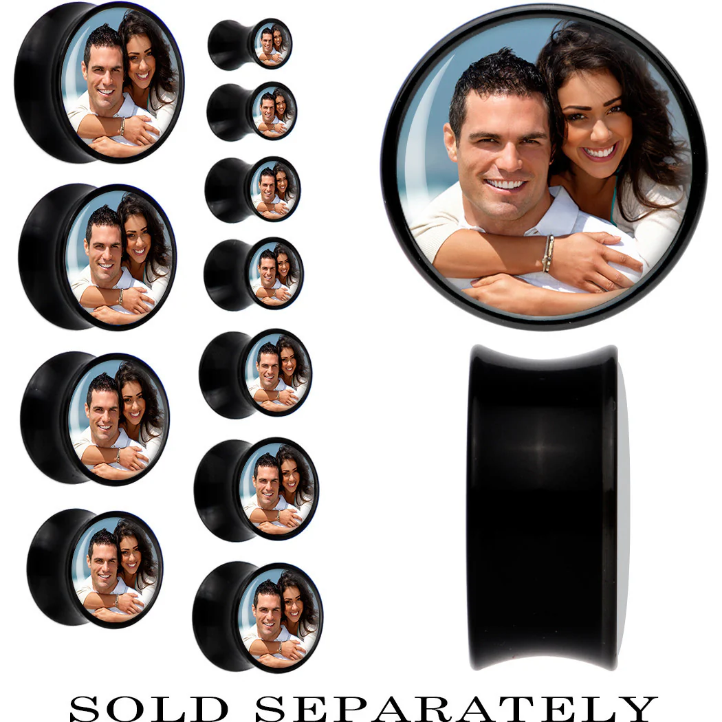 Black Acrylic Custom Photo Saddle Plug - buy 2 for a pair - Image 11