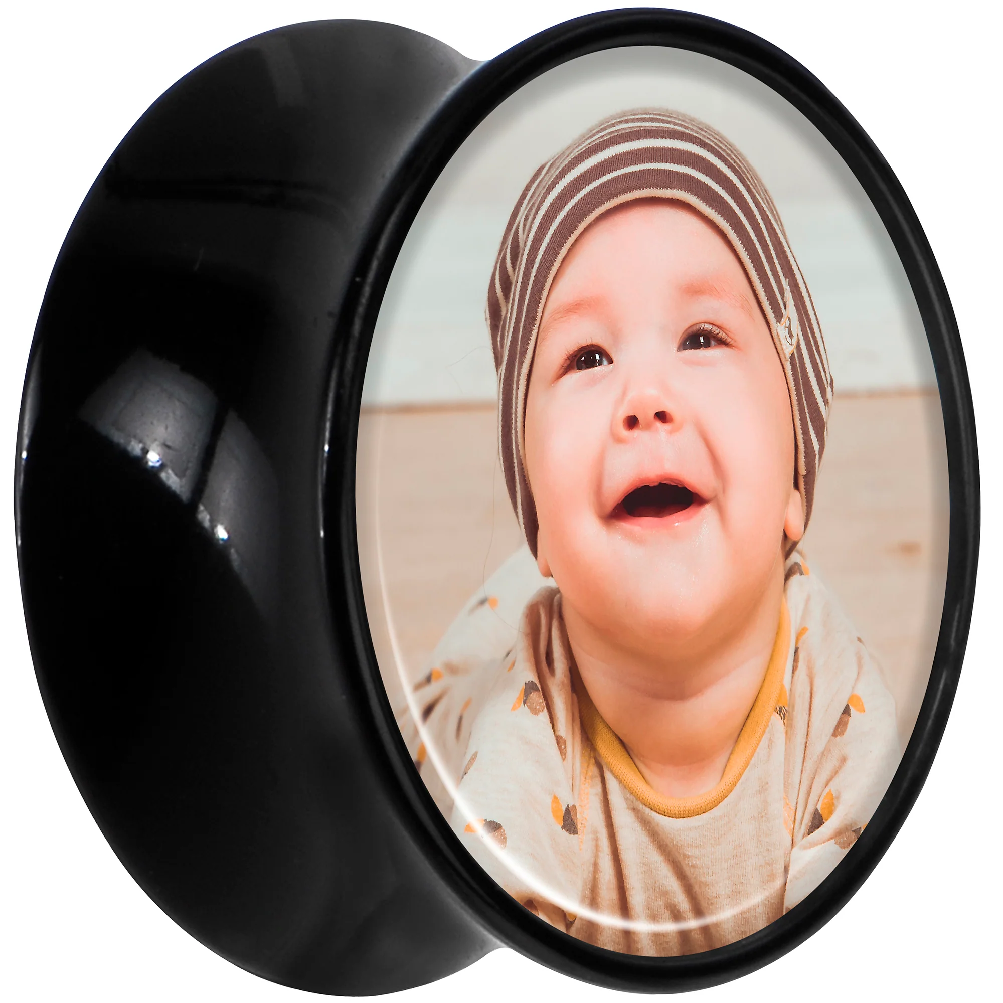 Black Acrylic Custom Photo Saddle Plug - buy 2 for a pair - Image 12