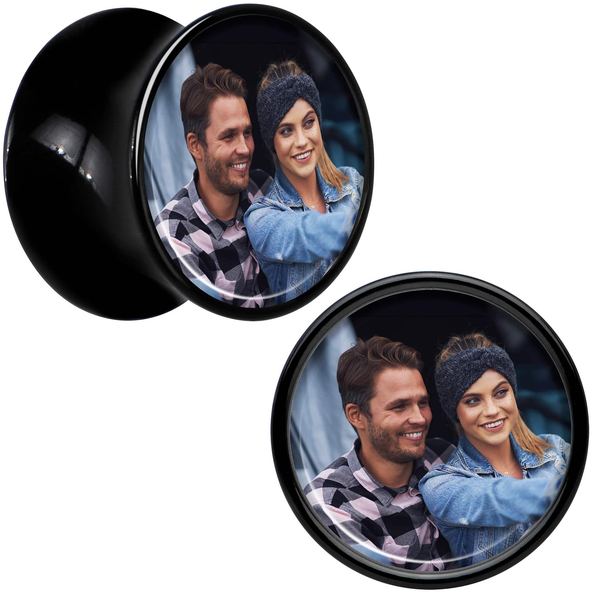 Black Acrylic Custom Photo Saddle Plug - buy 2 for a pair - Image 14