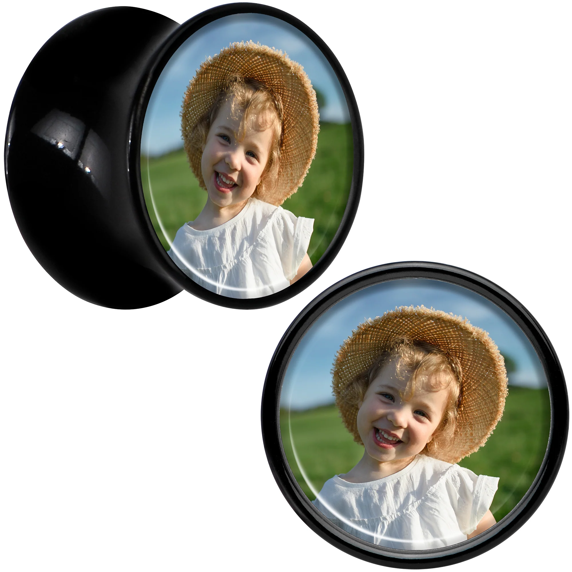 Black Acrylic Custom Photo Saddle Plug - buy 2 for a pair - Image 15