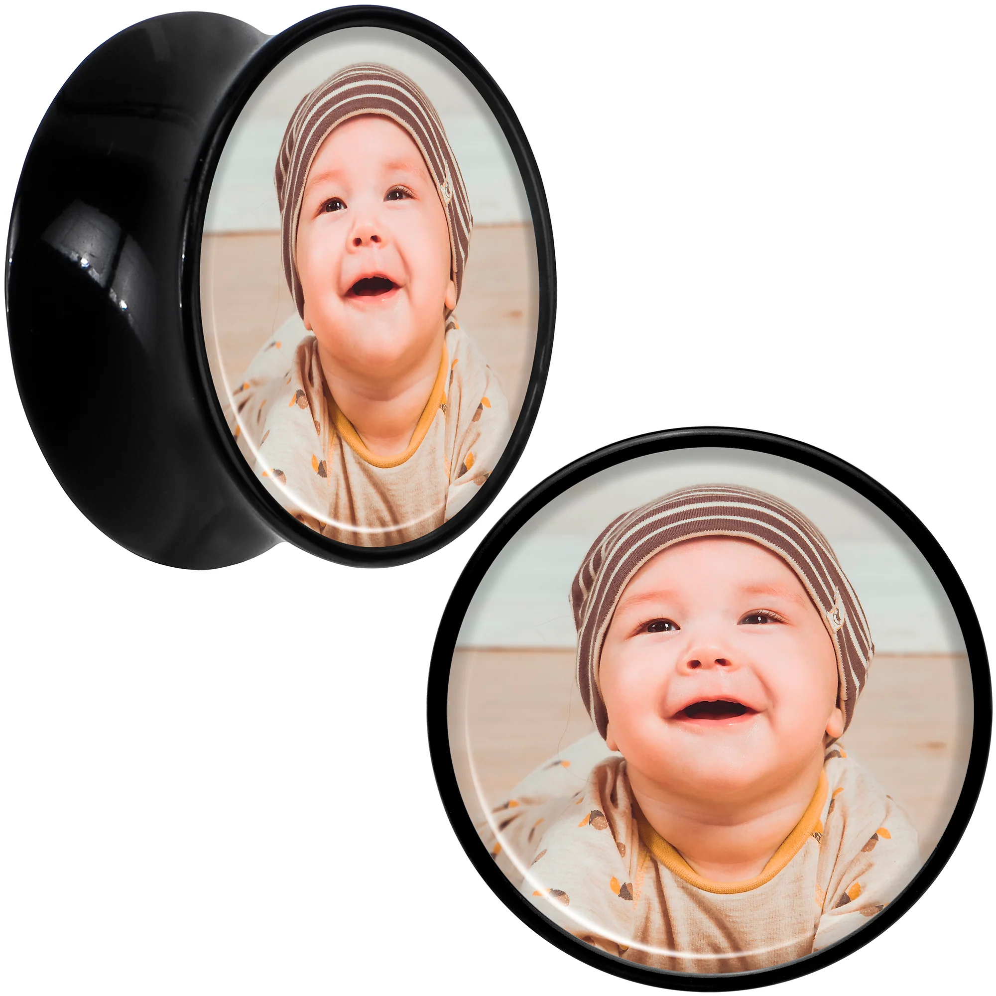 Black Acrylic Custom Photo Saddle Plug - buy 2 for a pair - Image 16