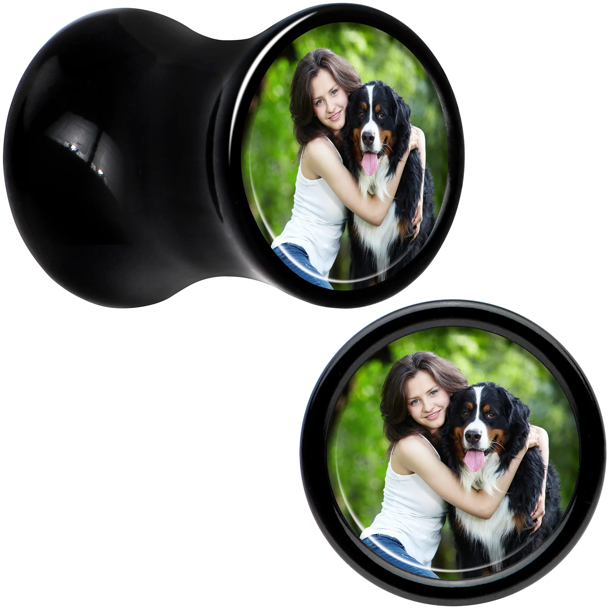 Black Acrylic Custom Photo Saddle Plug - buy 2 for a pair - Image 19