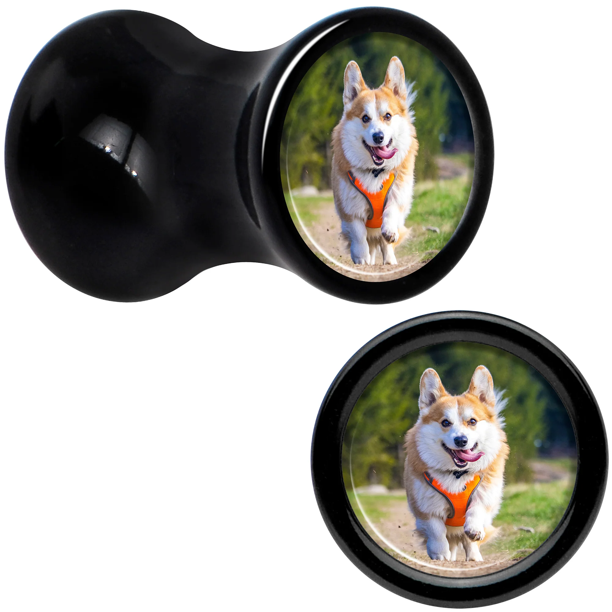 Black Acrylic Custom Photo Saddle Plug - buy 2 for a pair - Image 2