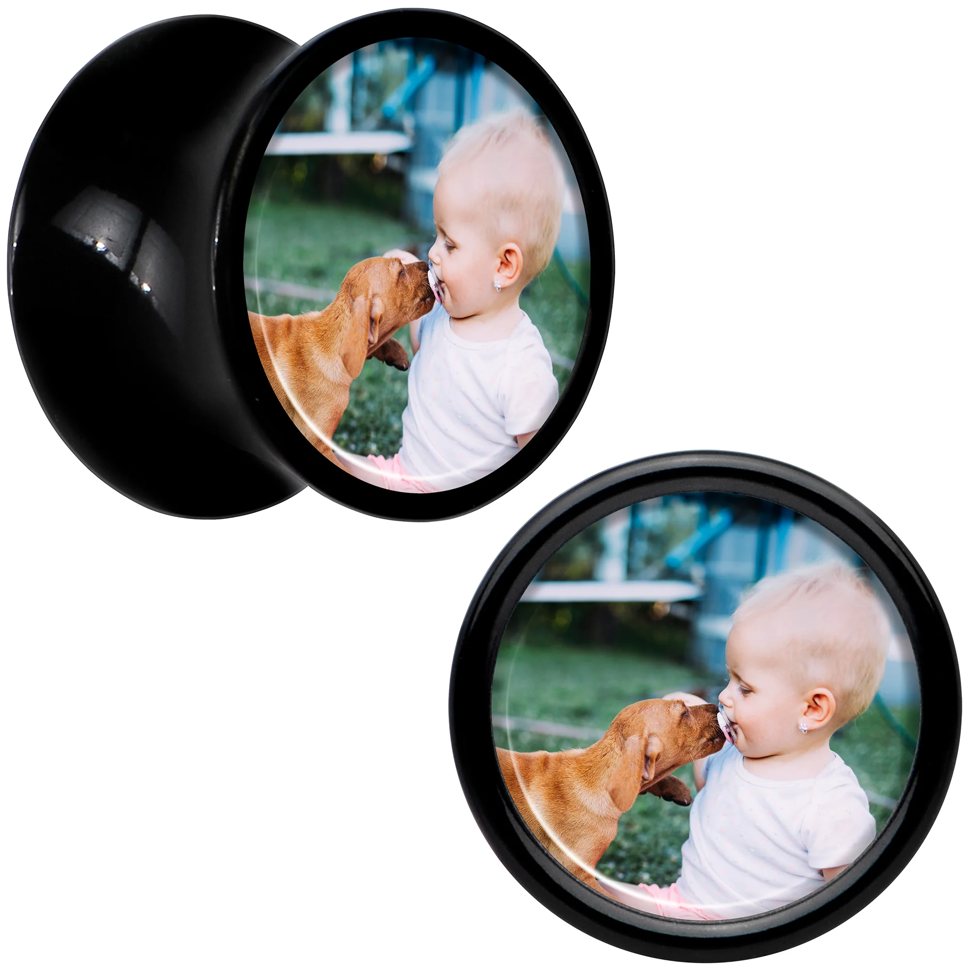 Black Acrylic Custom Photo Saddle Plug - buy 2 for a pair - Image 21