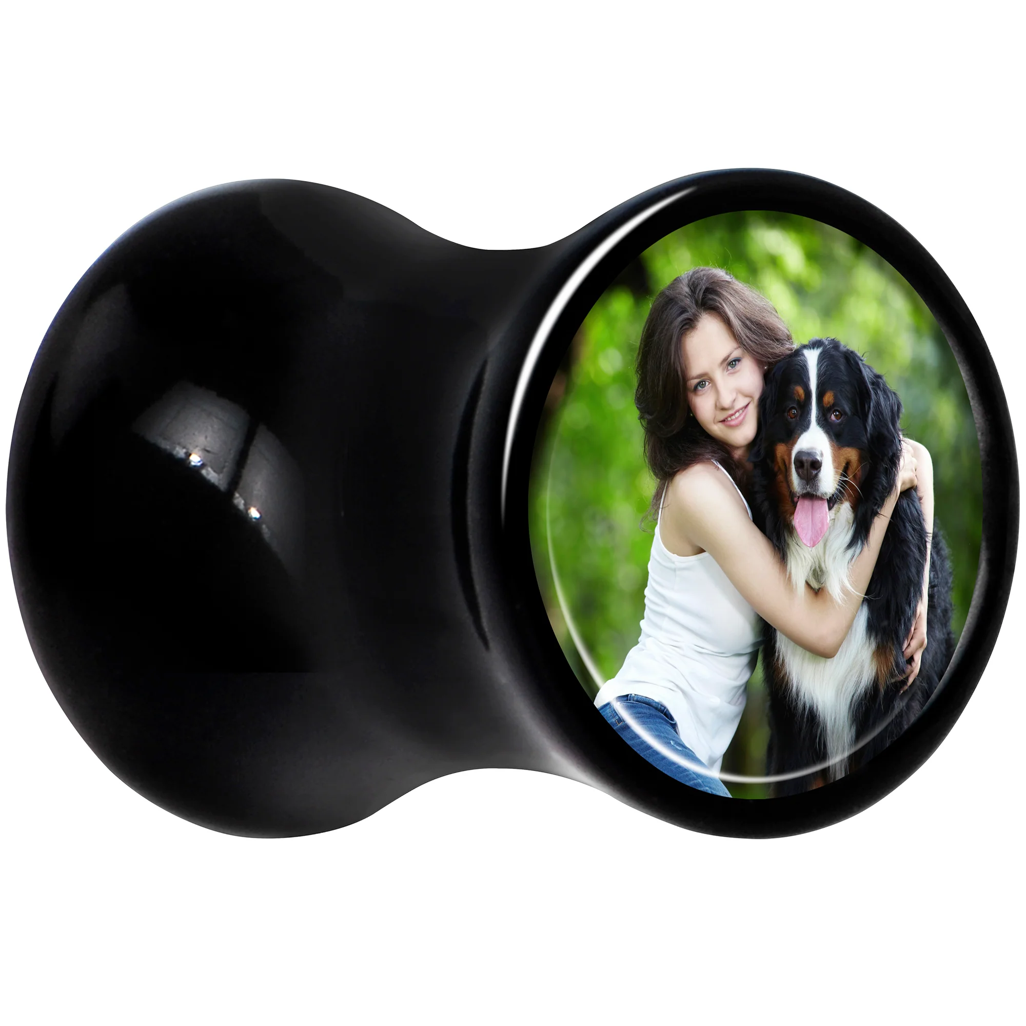 Black Acrylic Custom Photo Saddle Plug - buy 2 for a pair - Image 3