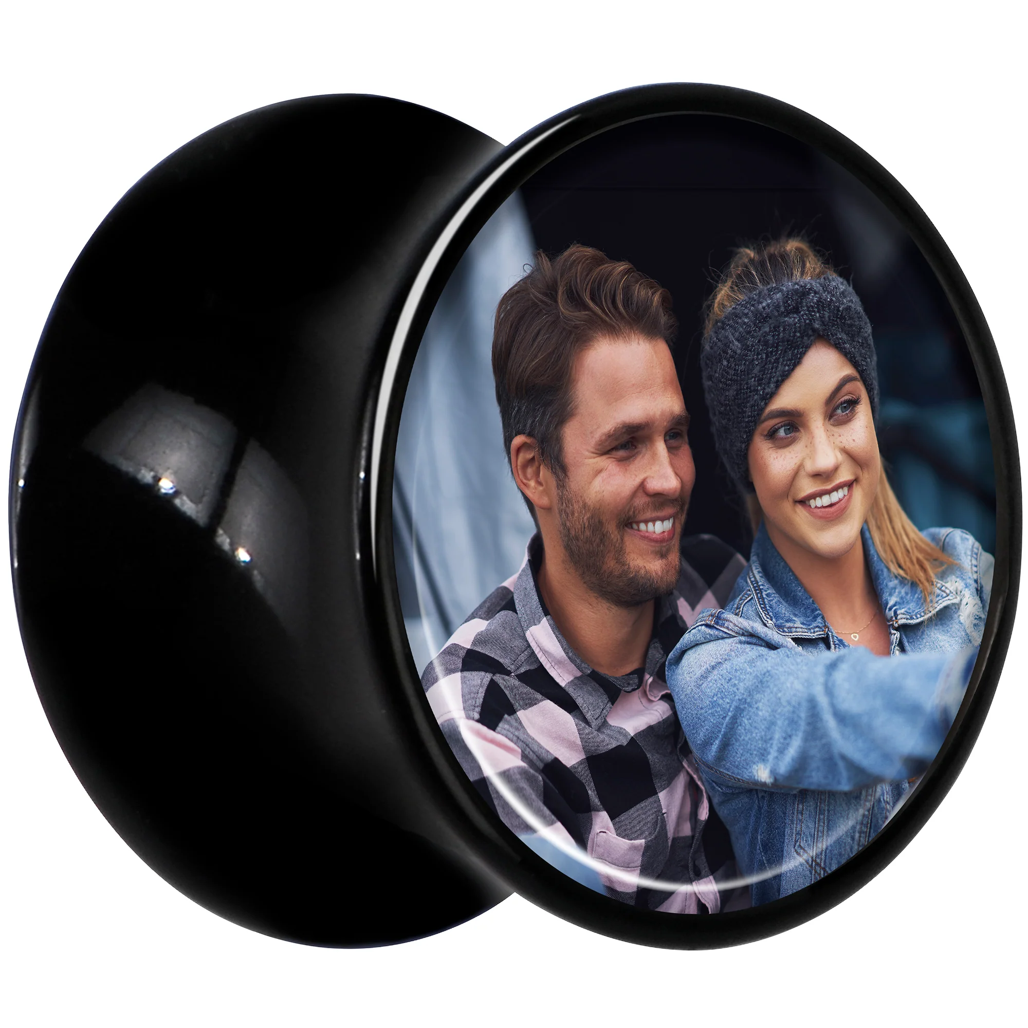 Black Acrylic Custom Photo Saddle Plug - buy 2 for a pair - Image 7