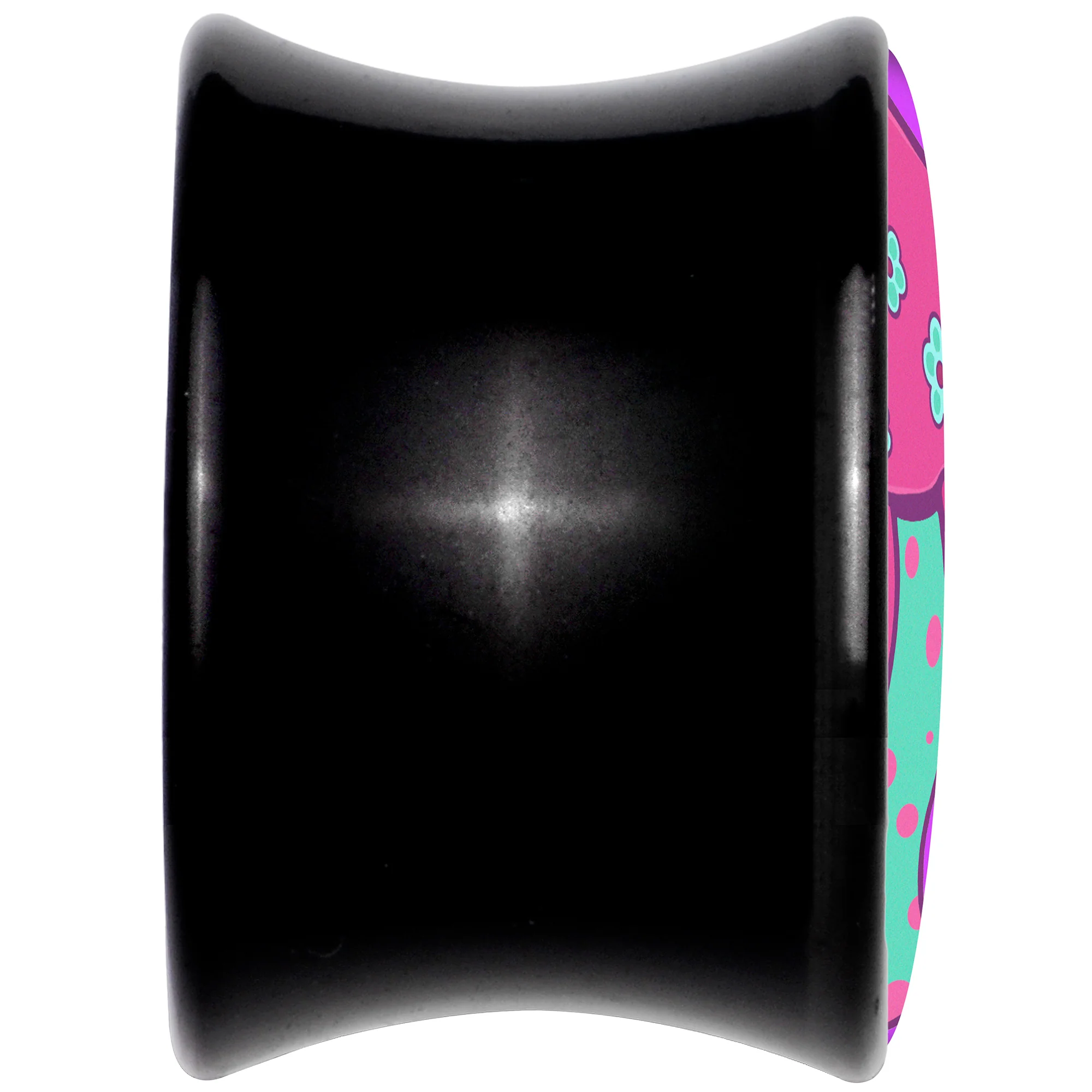 Black Acrylic Funky Floral Mushroom Double Flare Plug Set by Onyx O - Image 5