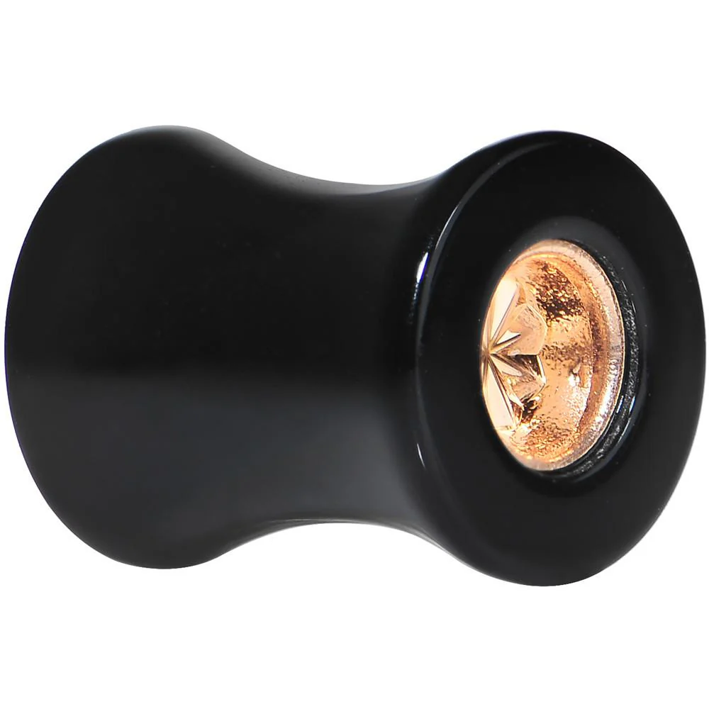 Black Acrylic Gold Flashy Tire Rim Saddle Plug 2G to 20mm - Image 4