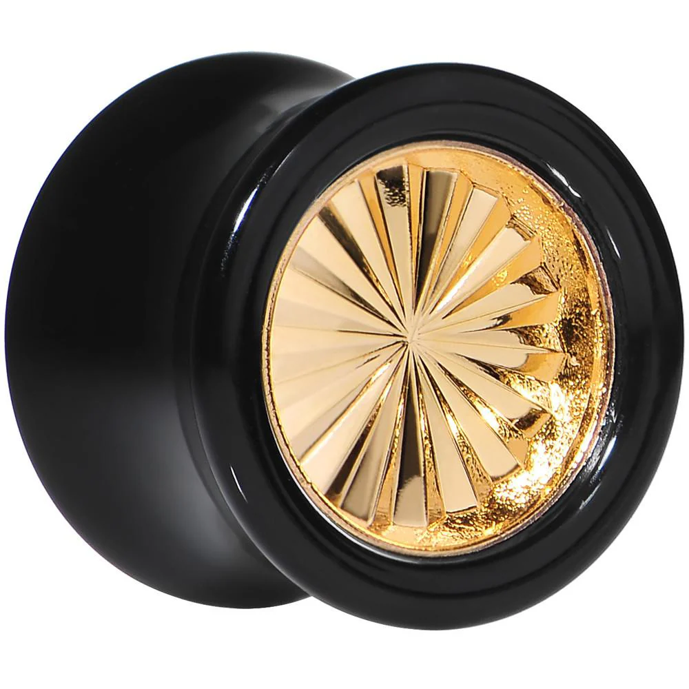 Black Acrylic Gold Flashy Tire Rim Saddle Plug 2G to 20mm - Image 5