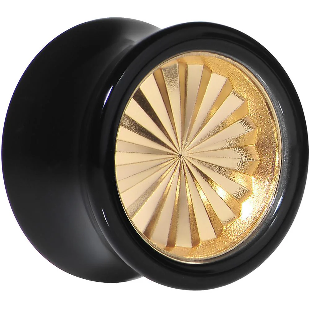 Black Acrylic Gold Flashy Tire Rim Saddle Plug 2G to 20mm - Image 6