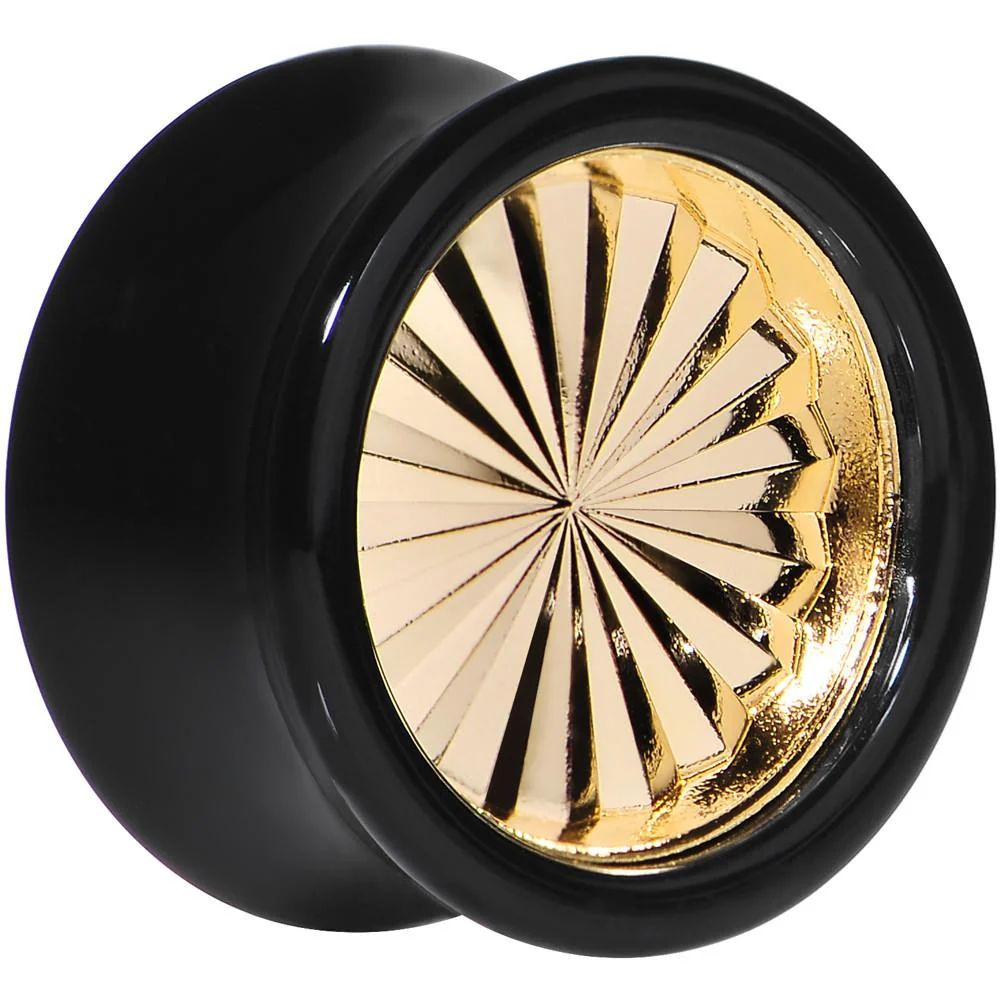 Black Acrylic Gold Flashy Tire Rim Saddle Plug 2G to 20mm - Image 7