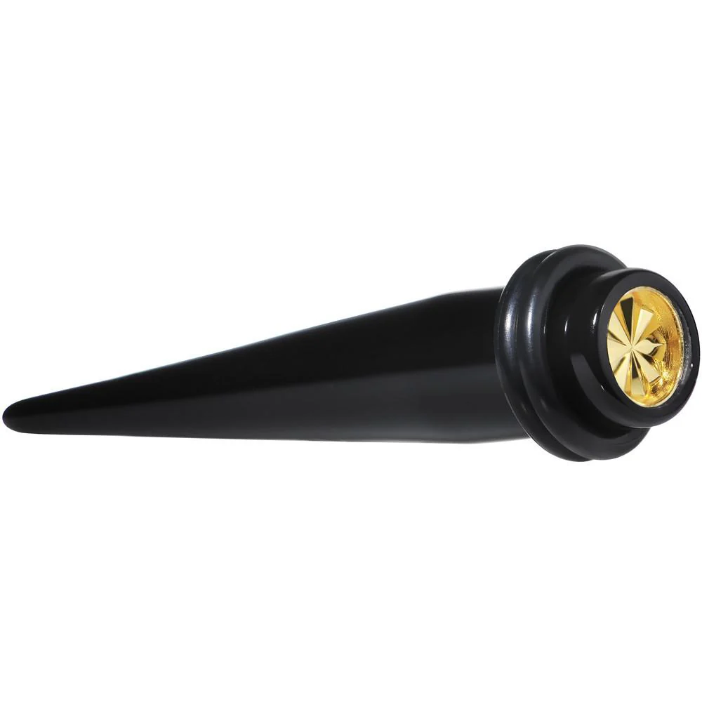 Black Acrylic Gold Flashy Tire Rim Taper 2G to 20mm - Image 3