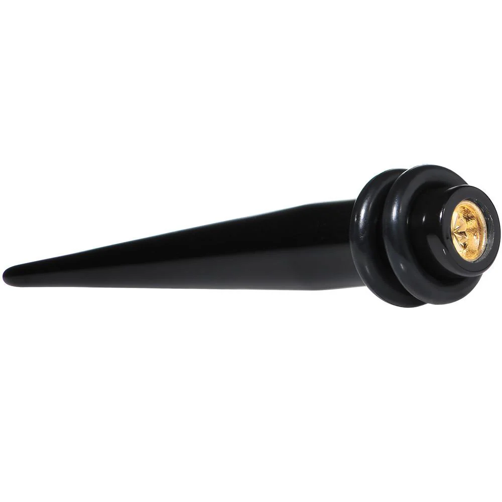 Black Acrylic Gold Flashy Tire Rim Taper 2G to 20mm - Image 4
