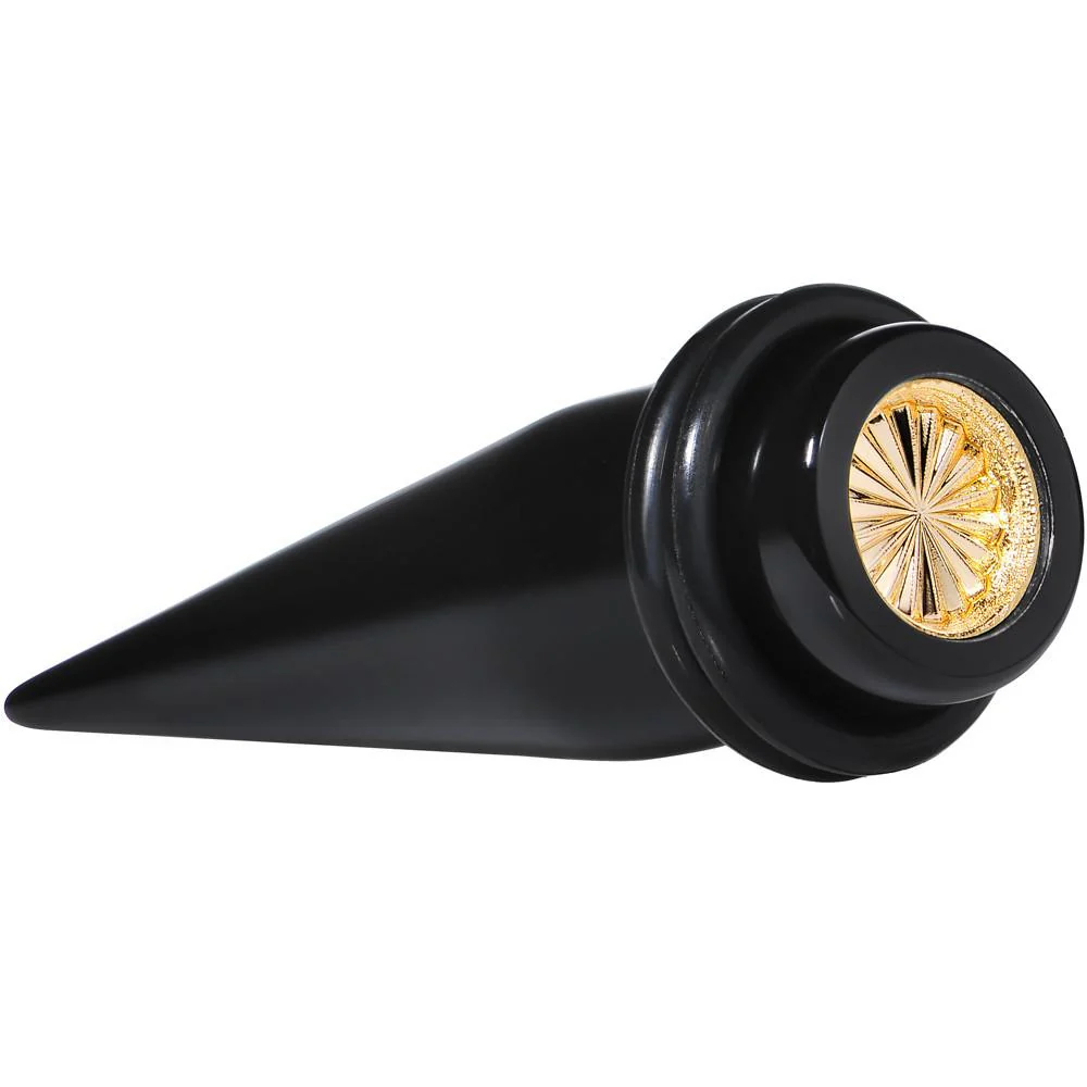 Black Acrylic Gold Flashy Tire Rim Taper 2G to 20mm - Image 5