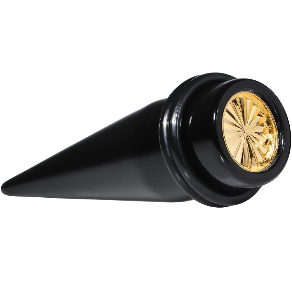 Black Acrylic Gold Flashy Tire Rim Taper 2G to 20mm - Image 6