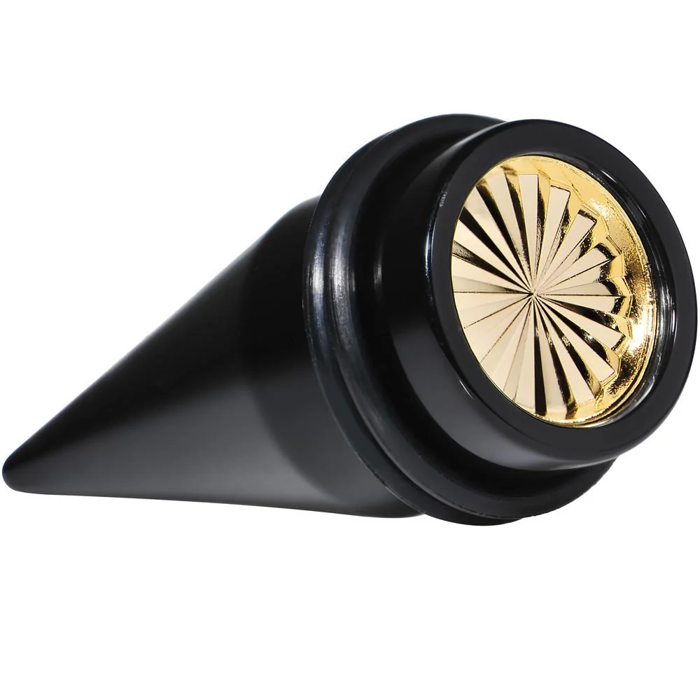 Black Acrylic Gold Flashy Tire Rim Taper 2G to 20mm - Image 8