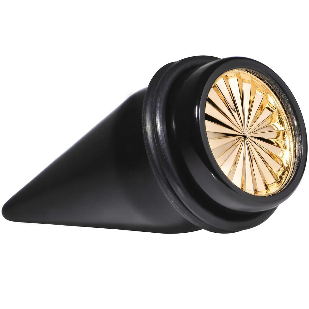 Black Acrylic Gold Flashy Tire Rim Taper 2G to 20mm - Image 9
