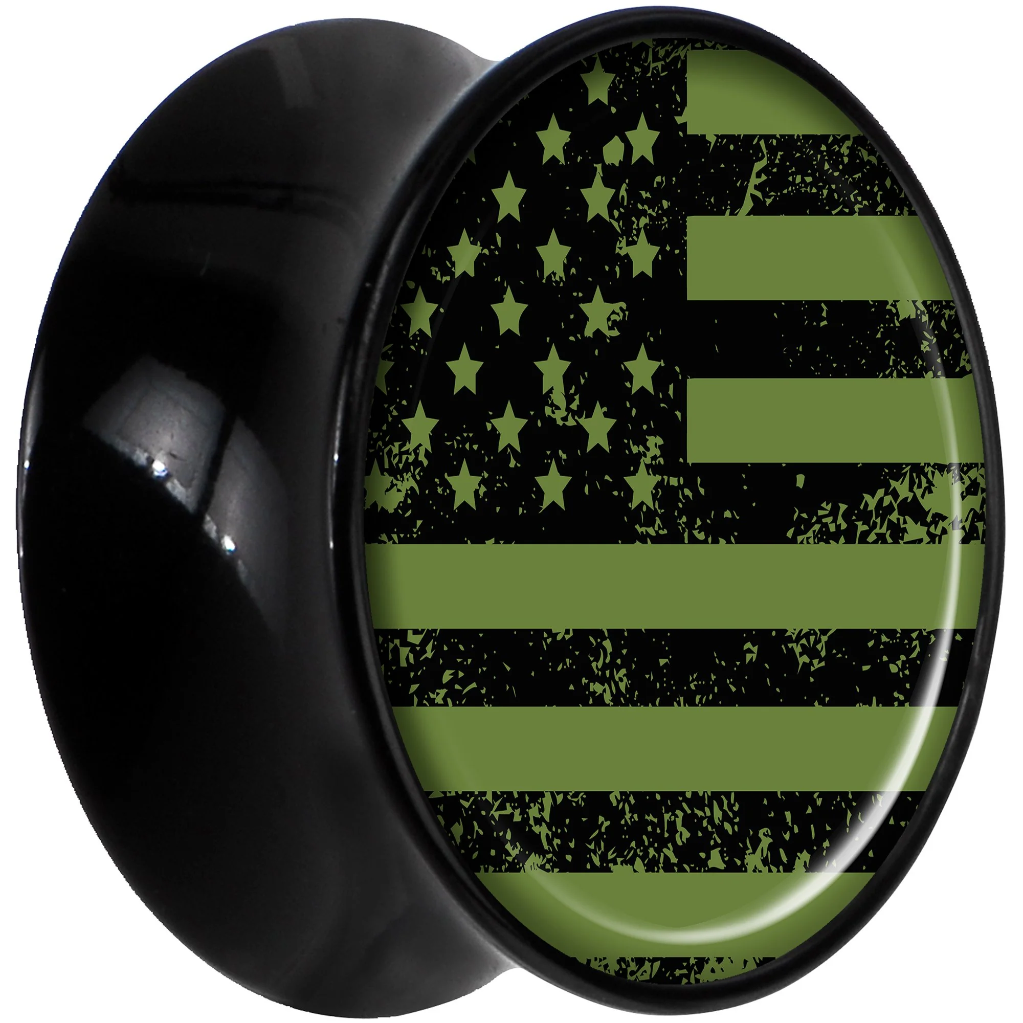 Black Acrylic Green American Flag Saddle Plug Set 20mm - Image 2